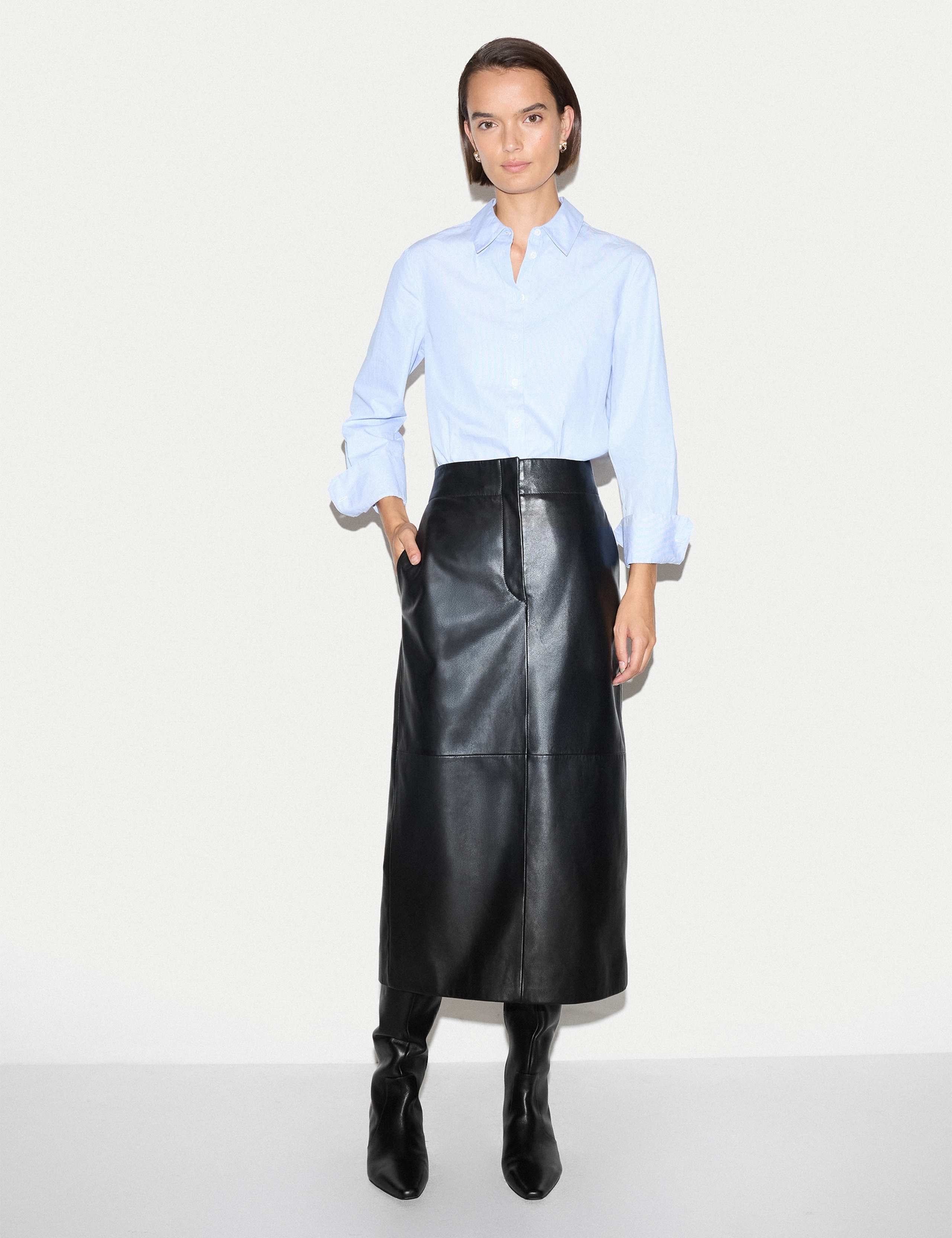 Leather Textured Split Back Maxi Pencil Skirt 6 of 6