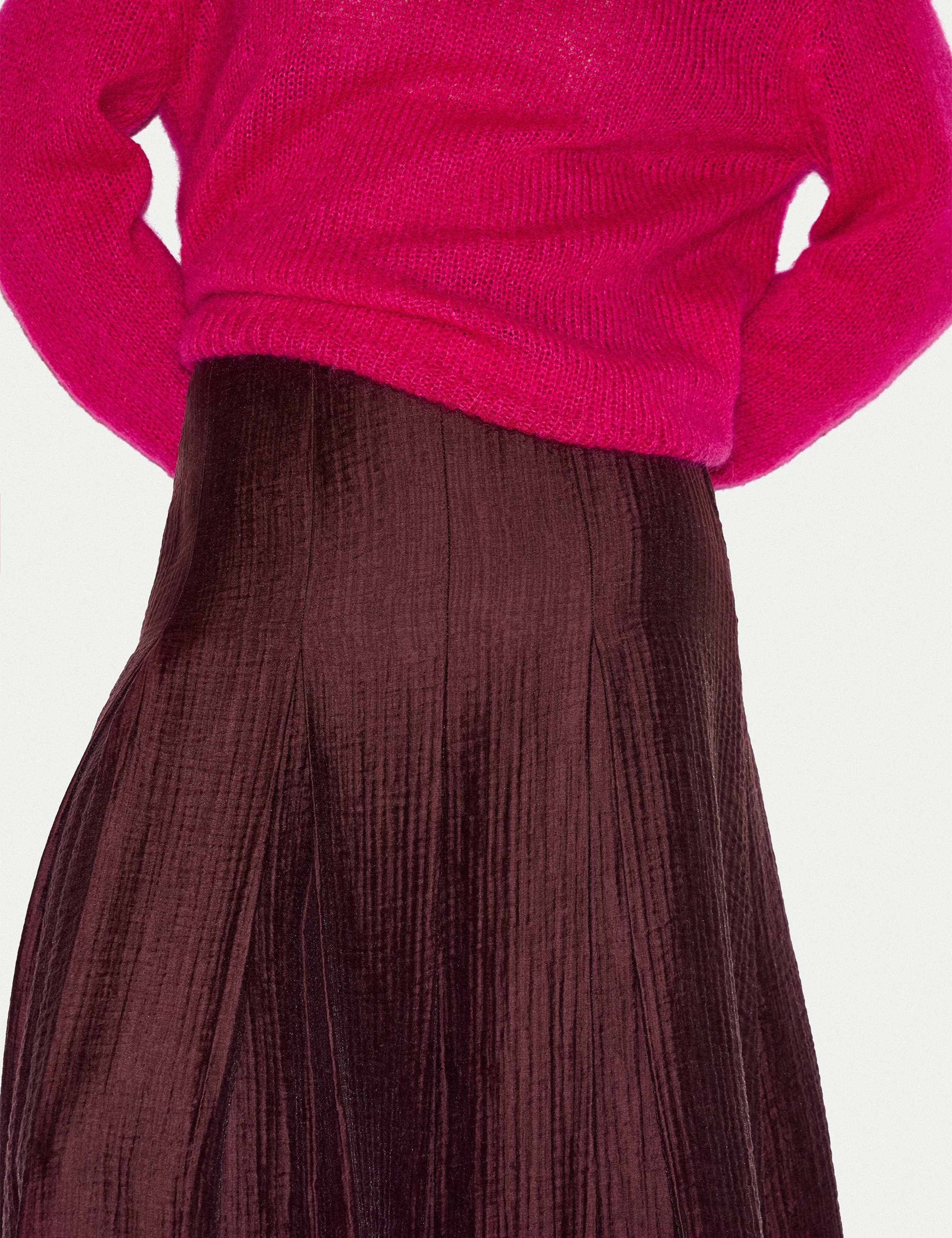 Textured Pleated Midi Flared Skirt 5 of 5