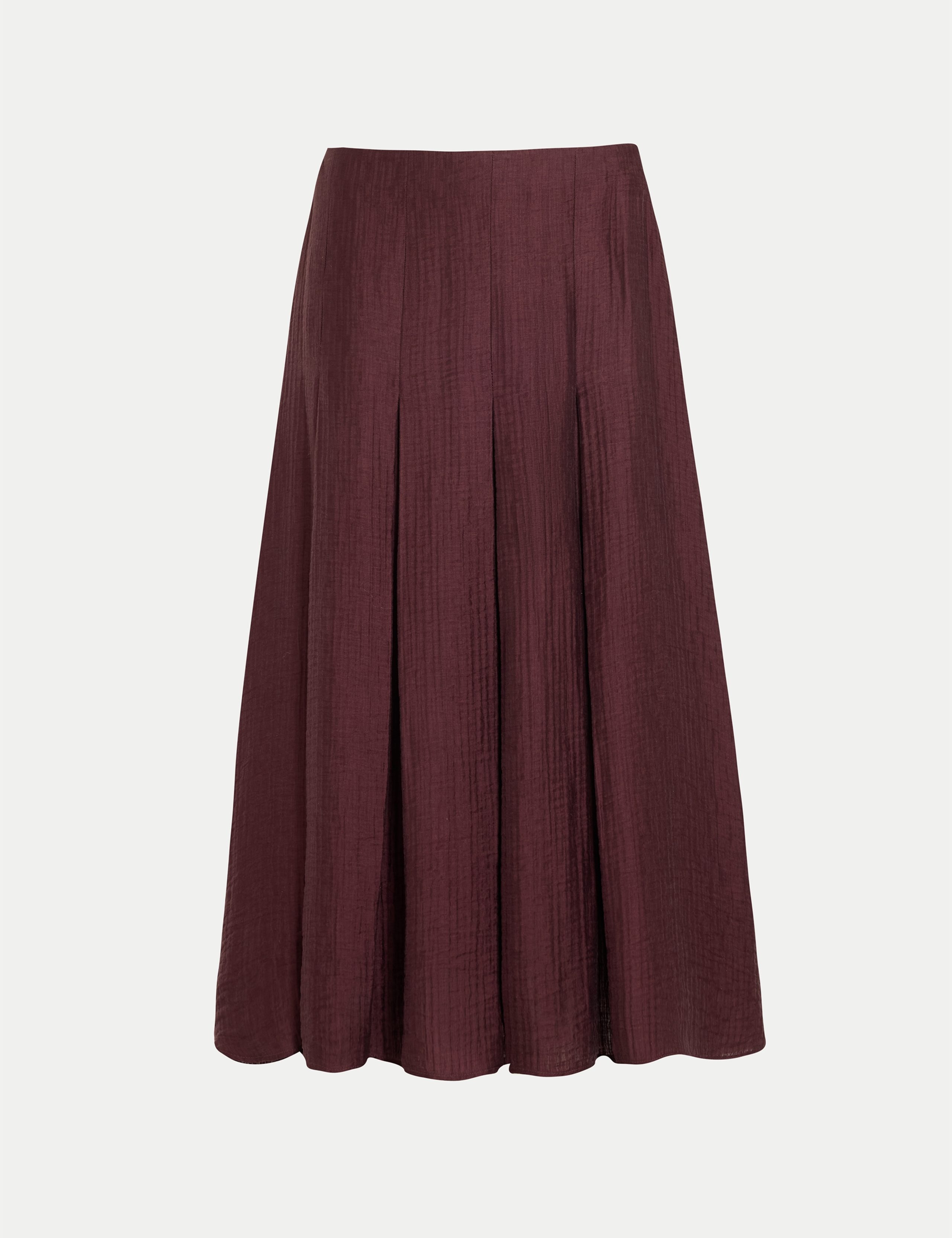 Textured Pleated Midi Flared Skirt 2 of 5