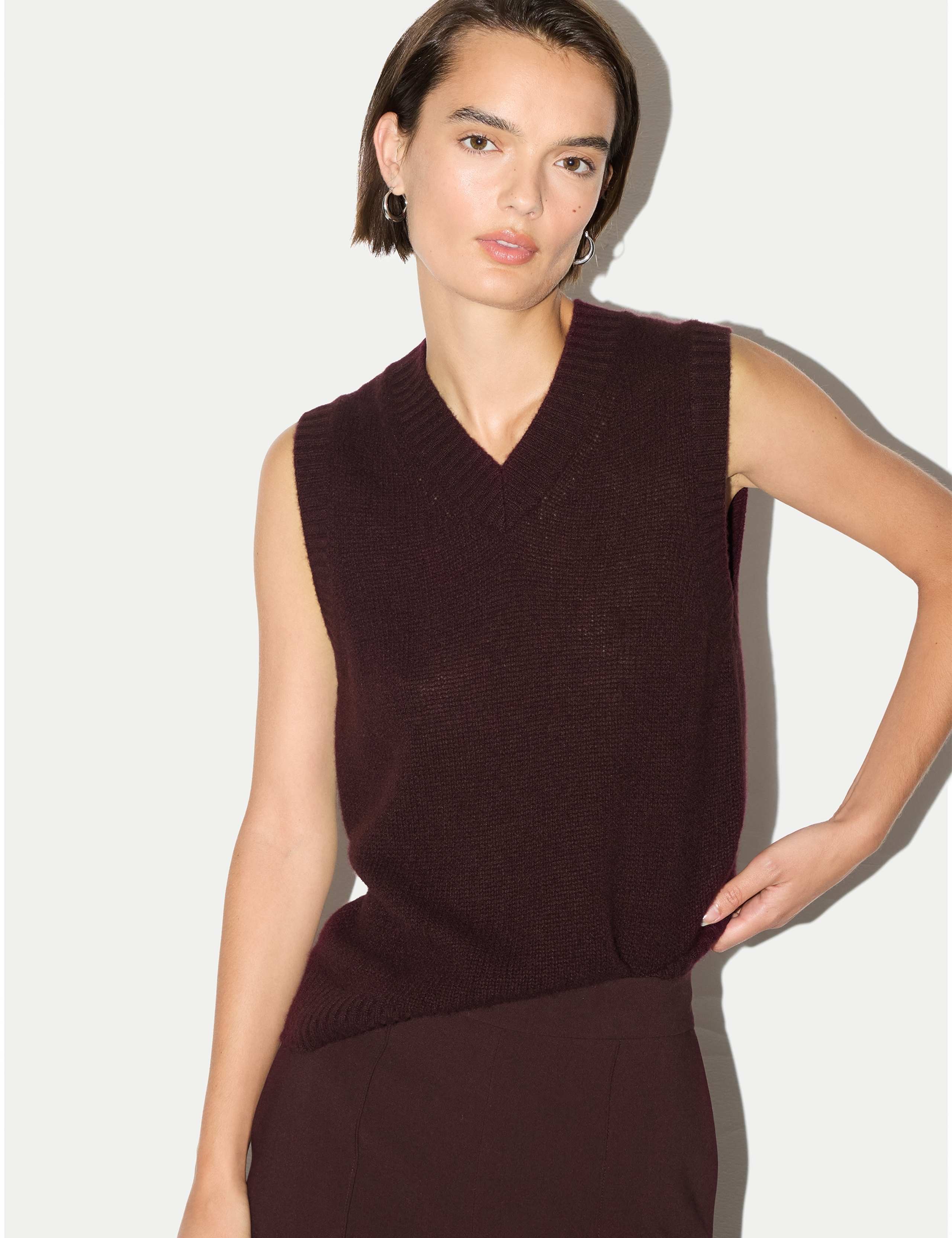 Pure Cashmere V-Neck Knitted Vest 1 of 6