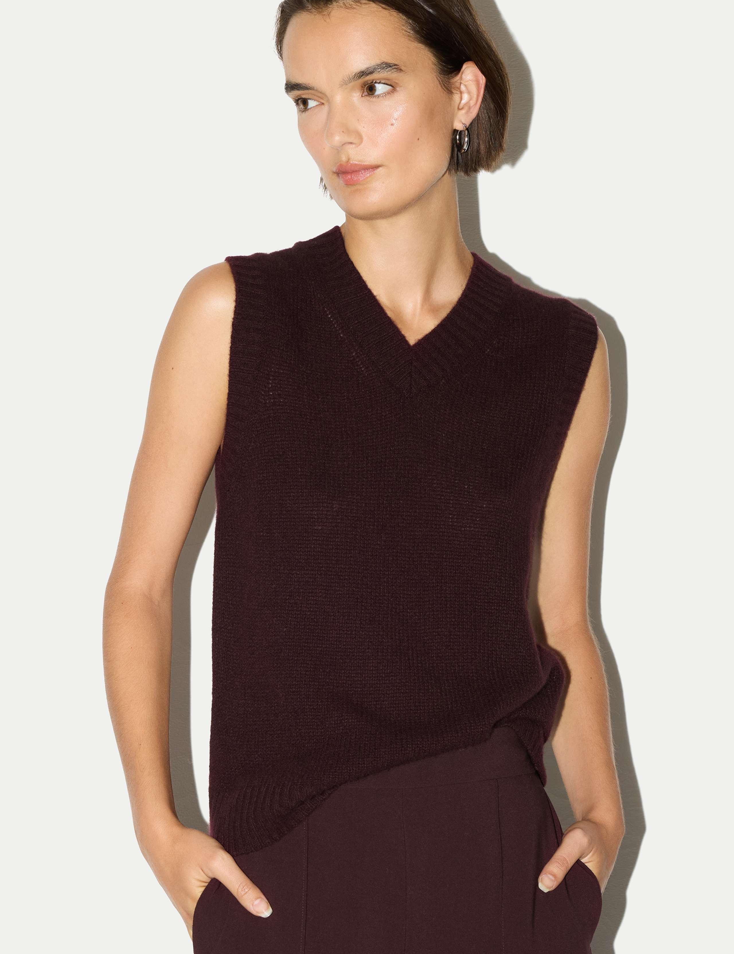 Pure Cashmere V-Neck Knitted Vest 4 of 6
