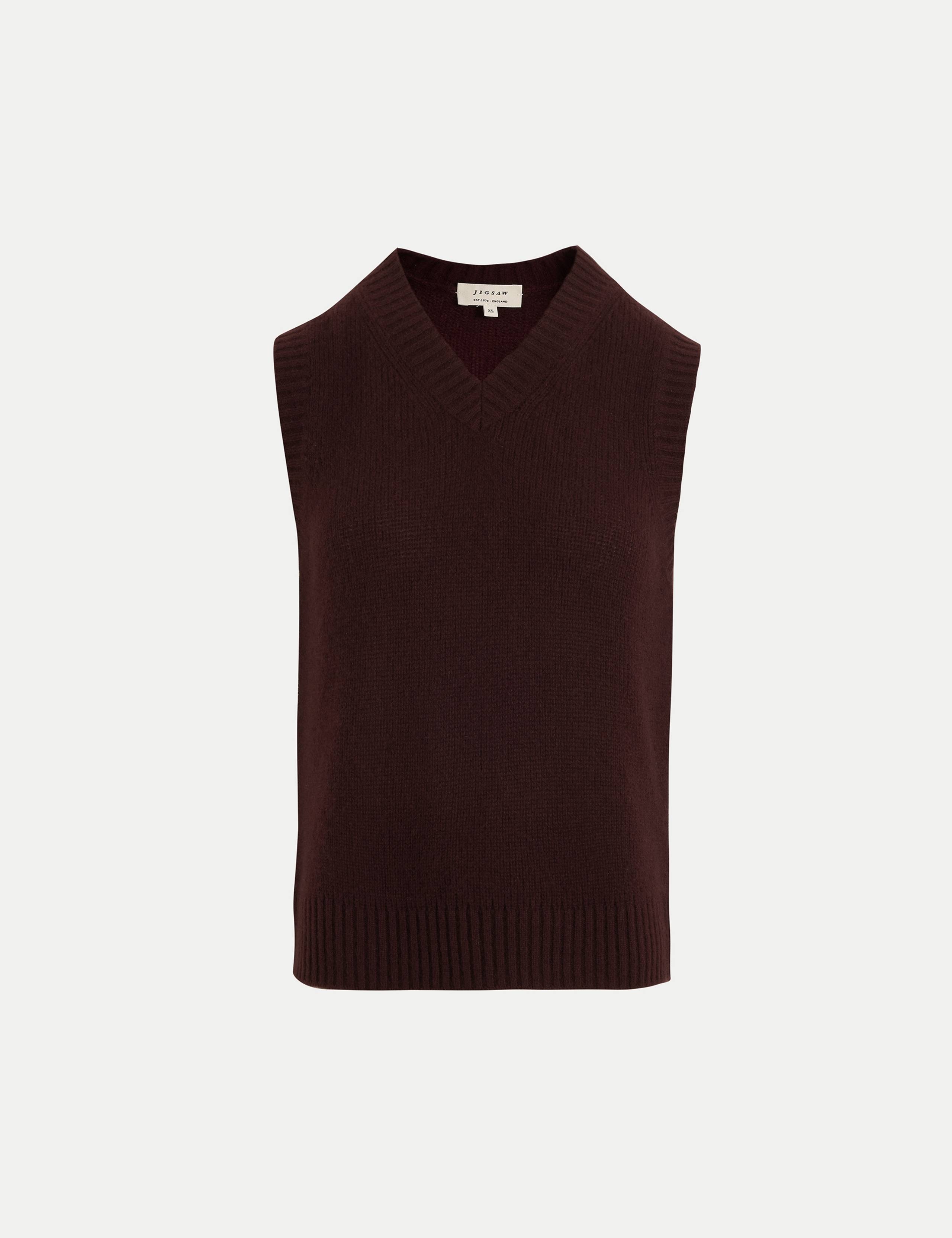 Pure Cashmere V-Neck Knitted Vest 2 of 6