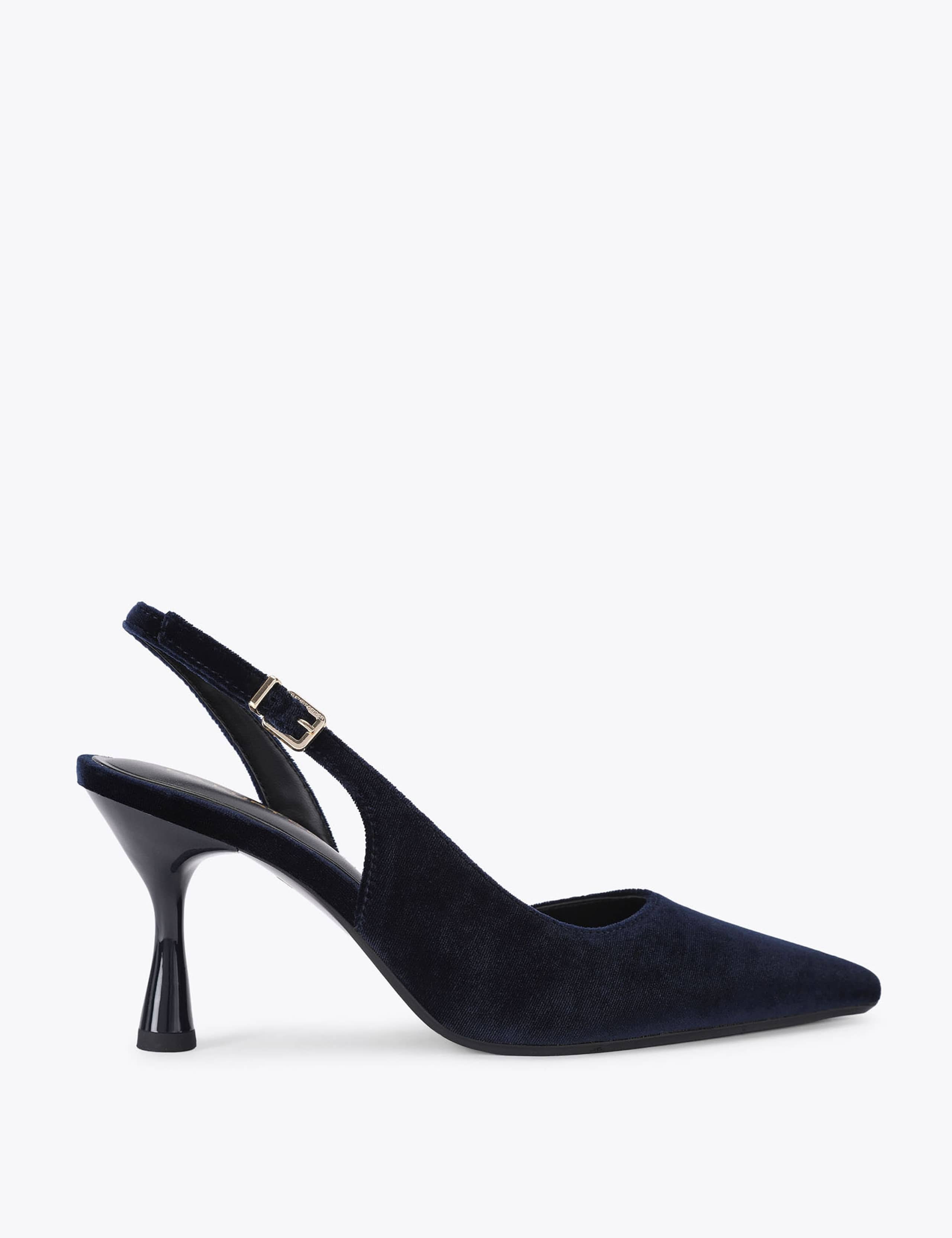 Velvet Stiletto Heel Pointed Court Shoes 1 of 4