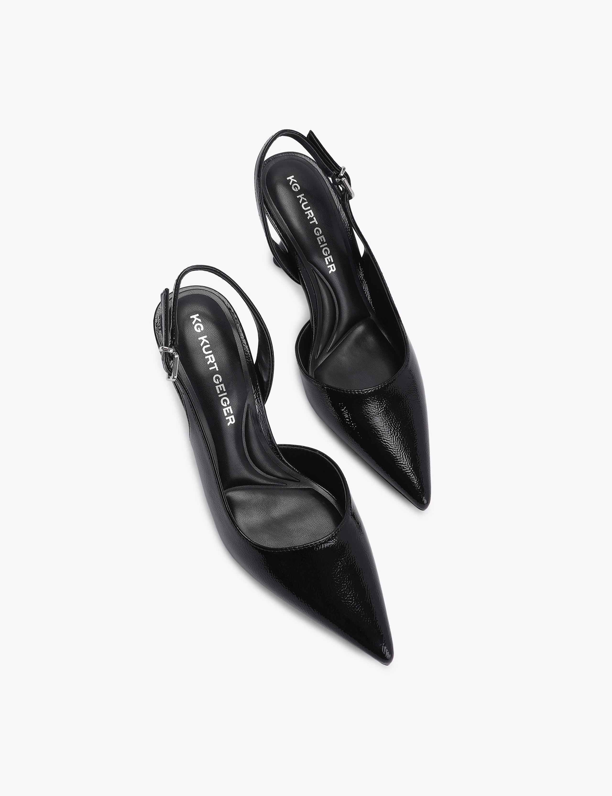 Patent Flared Heel Pointed Court Shoes 2 of 4