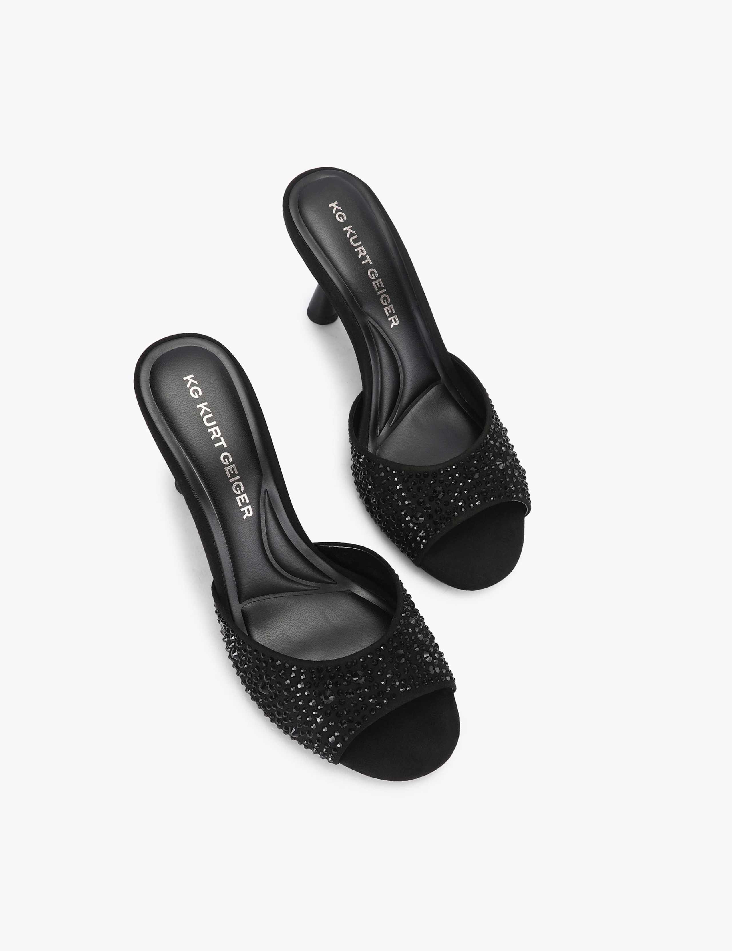 Sparkle Flared Heel Open Toe Mules 2 of 4