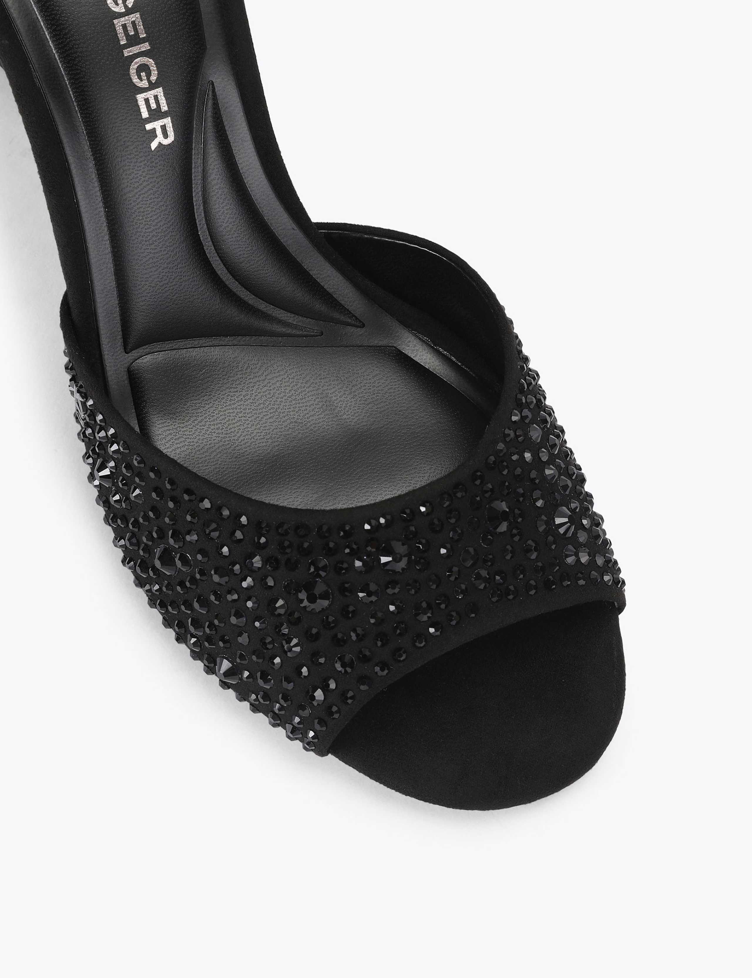 Sparkle Flared Heel Open Toe Mules 4 of 4