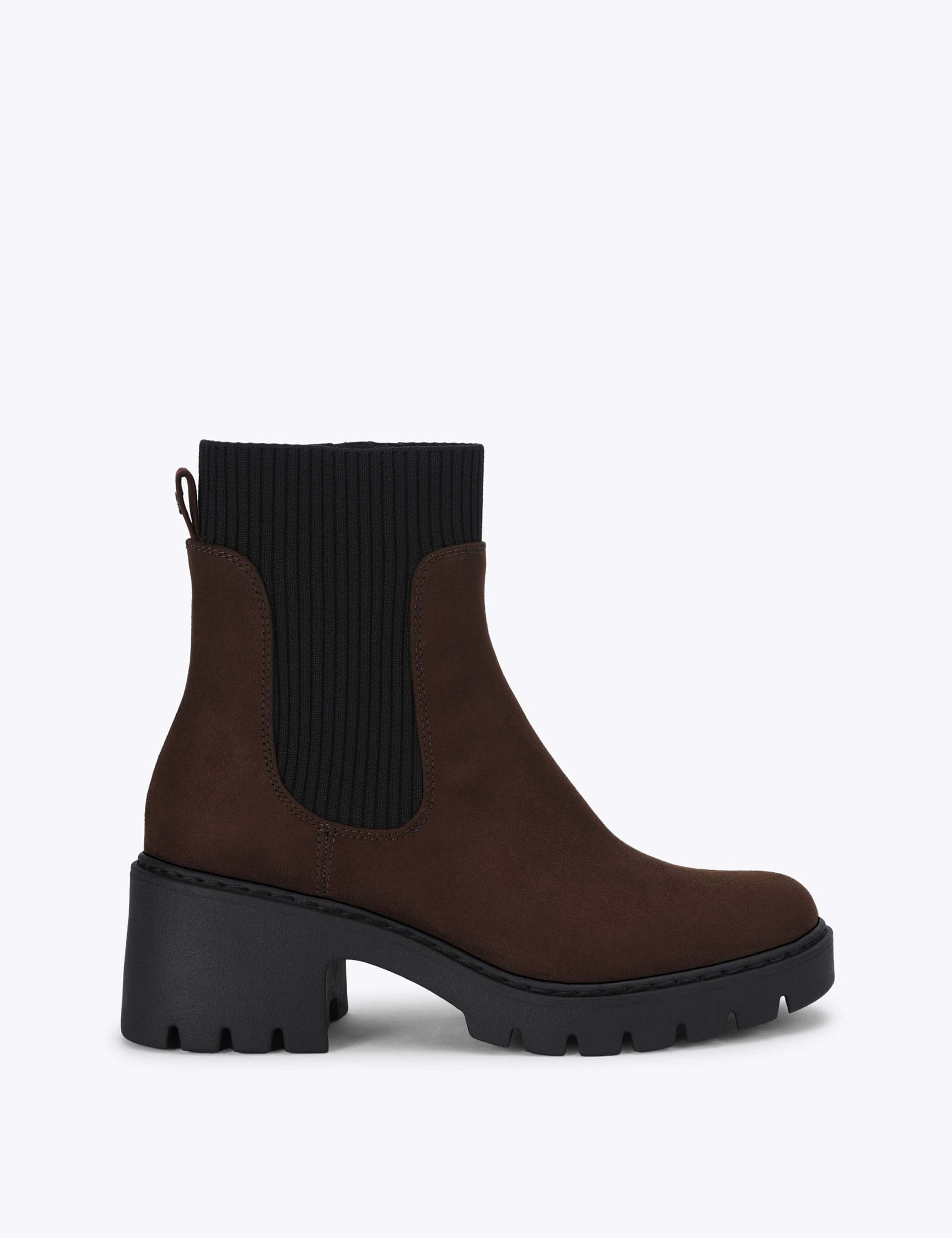 Suede Block Heel Round Toe Ankle Boots 1 of 4