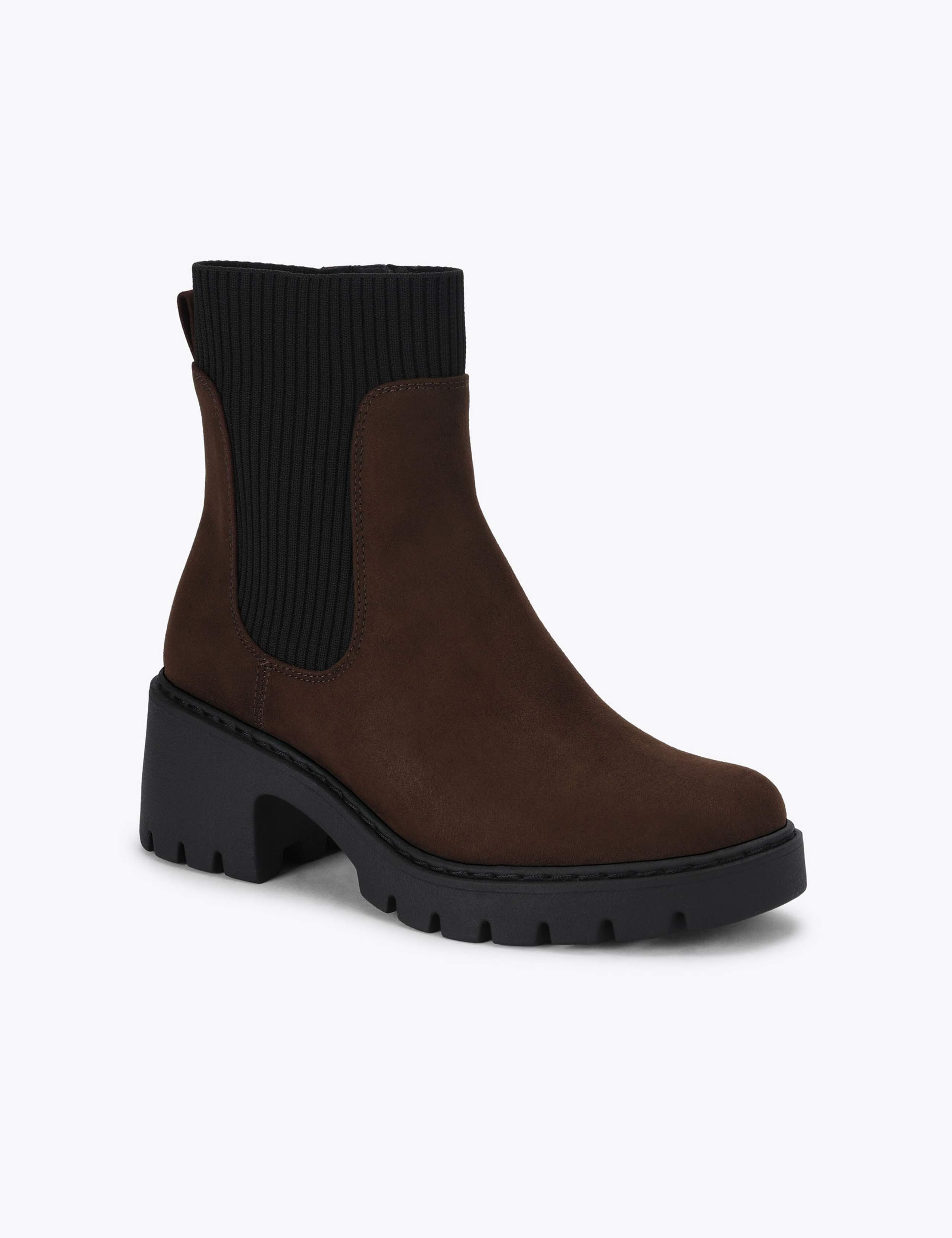 Suede Block Heel Round Toe Ankle Boots 2 of 4