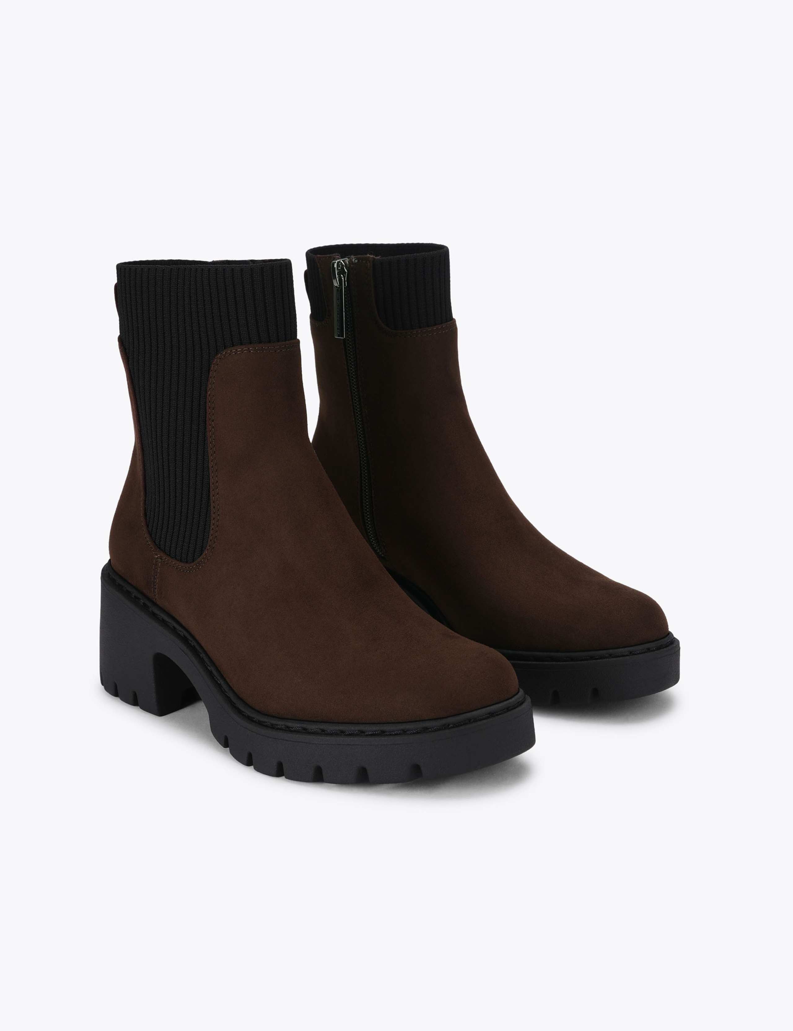 Suede Block Heel Round Toe Ankle Boots 3 of 4