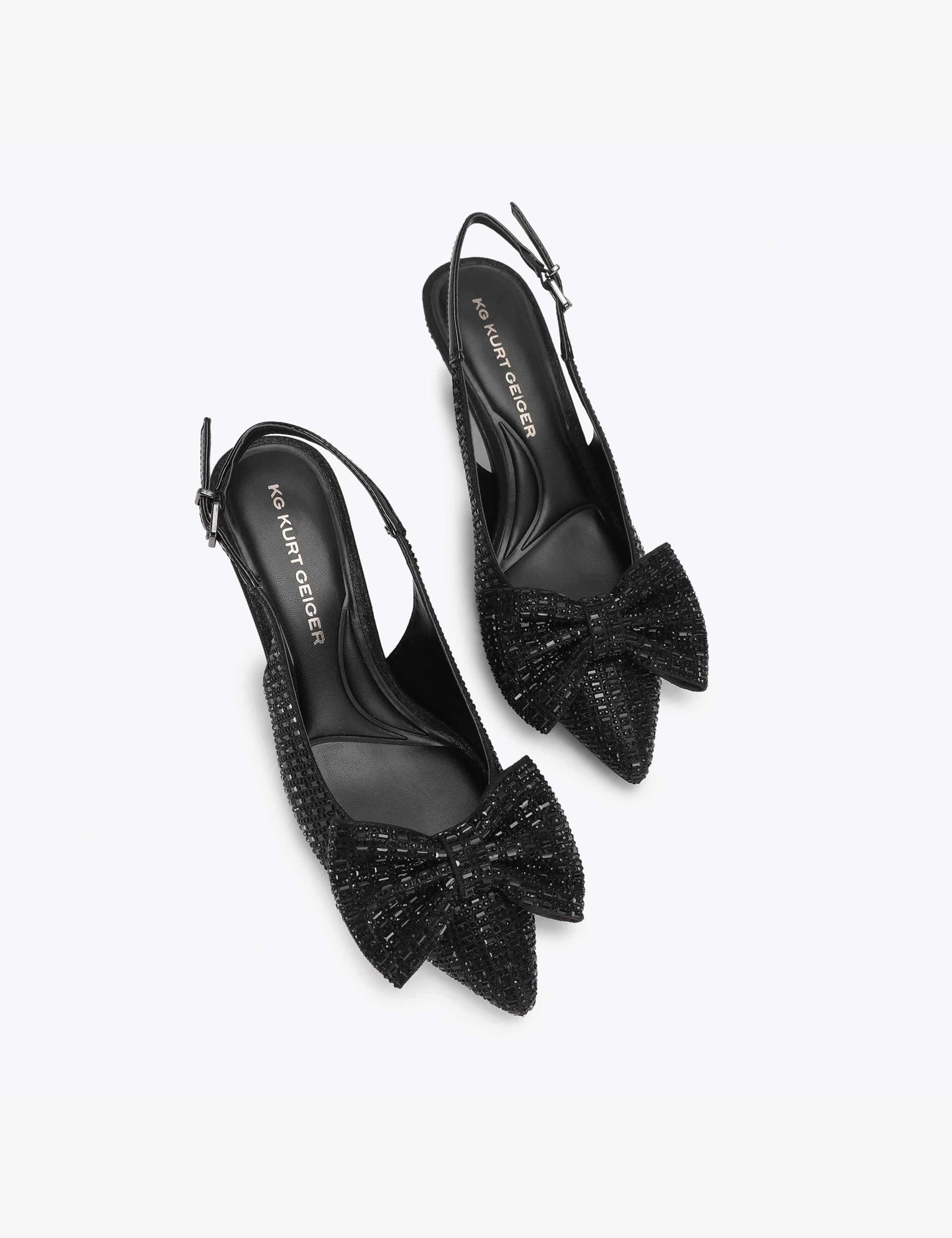 Sparkle Bow Kitten Heel Pointed Court Shoes 2 of 4