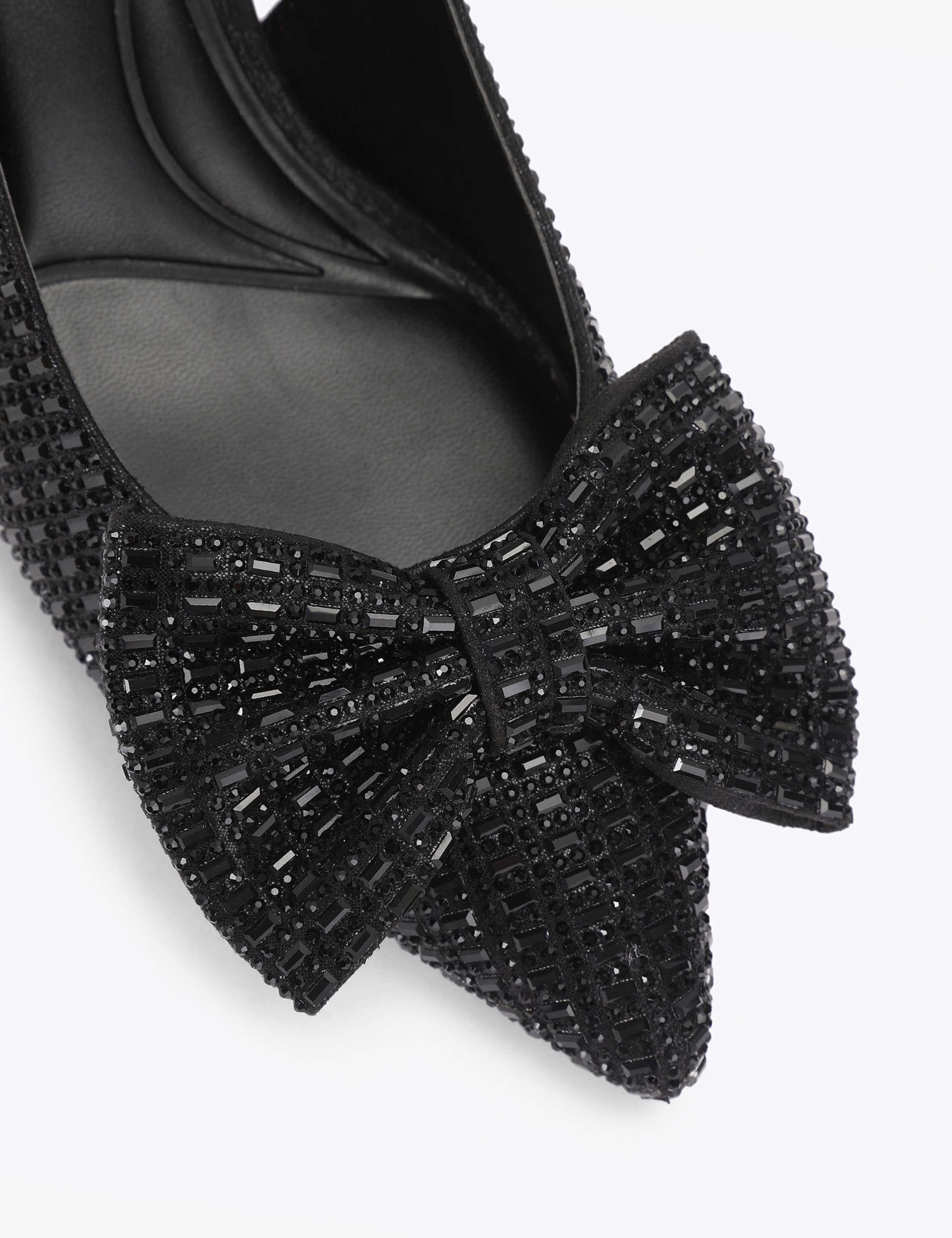 Sparkle Bow Kitten Heel Pointed Court Shoes 3 of 4