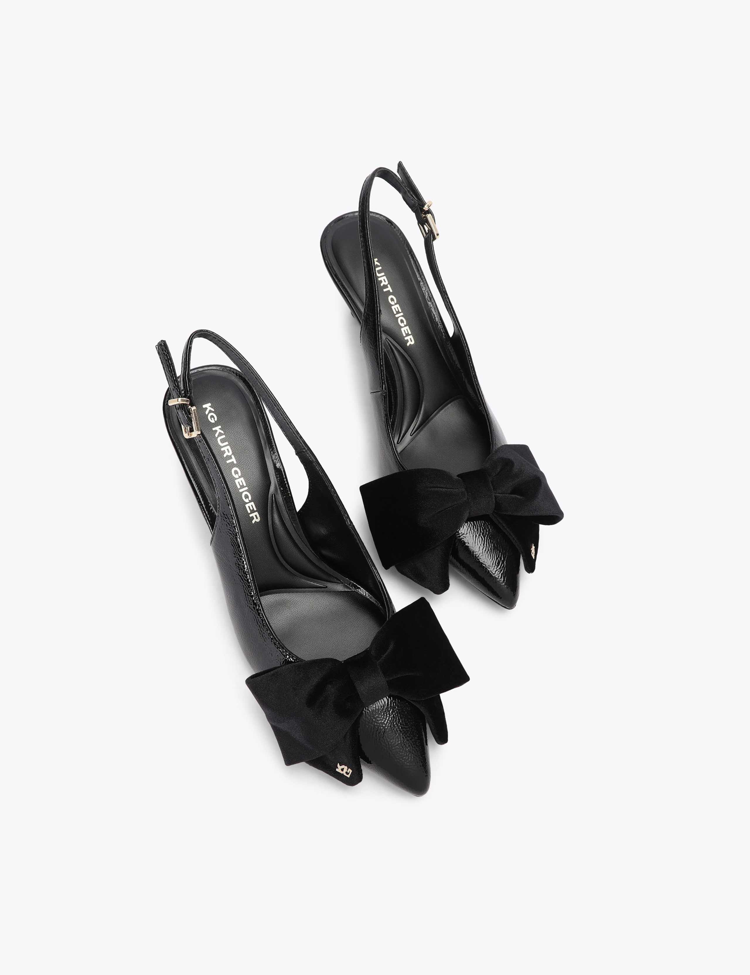 Velvet Bow Kitten Heel Slingback Shoes 2 of 4