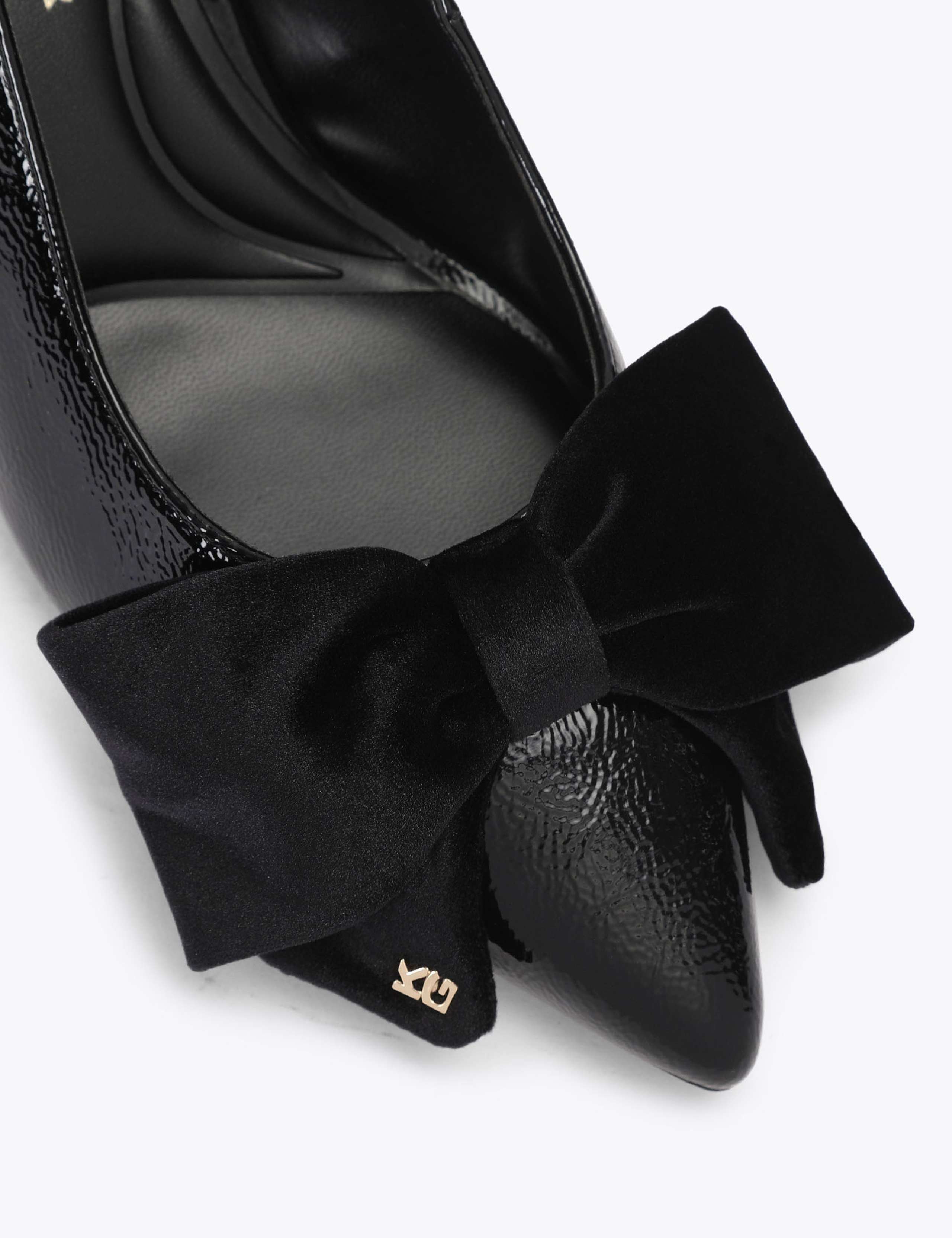 Velvet Bow Kitten Heel Slingback Shoes 3 of 4