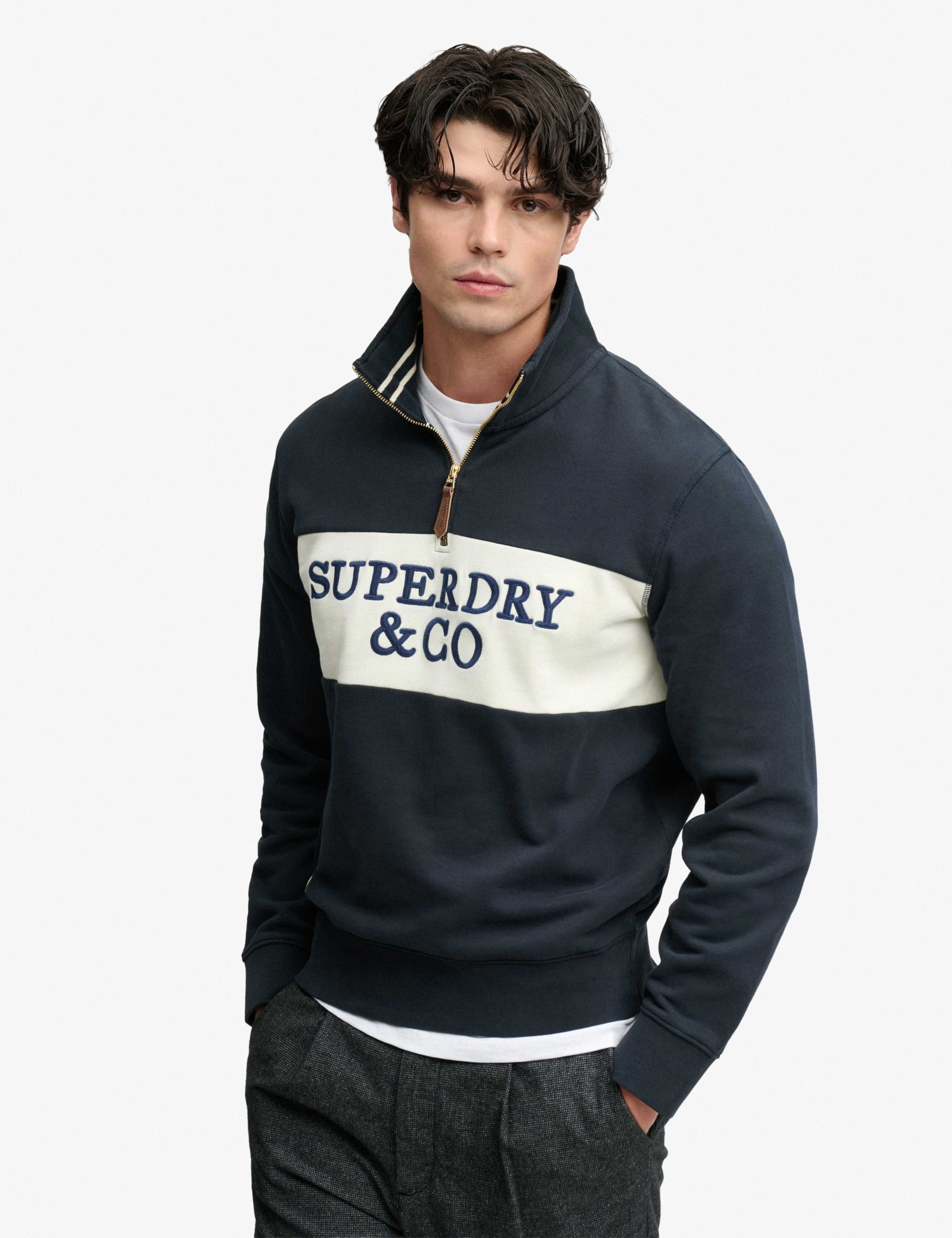Cotton Rich Logo Half Zip Sweatshirt 1 of 6