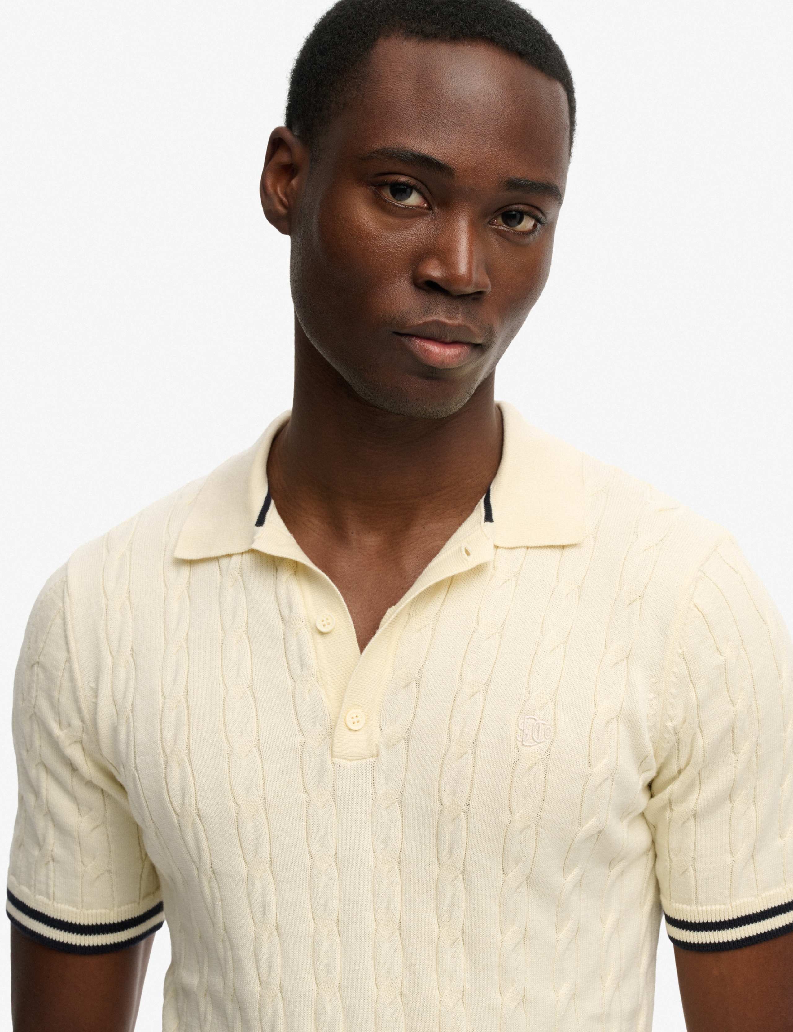 Pure Cotton Cable Knit Polo Shirt 5 of 5