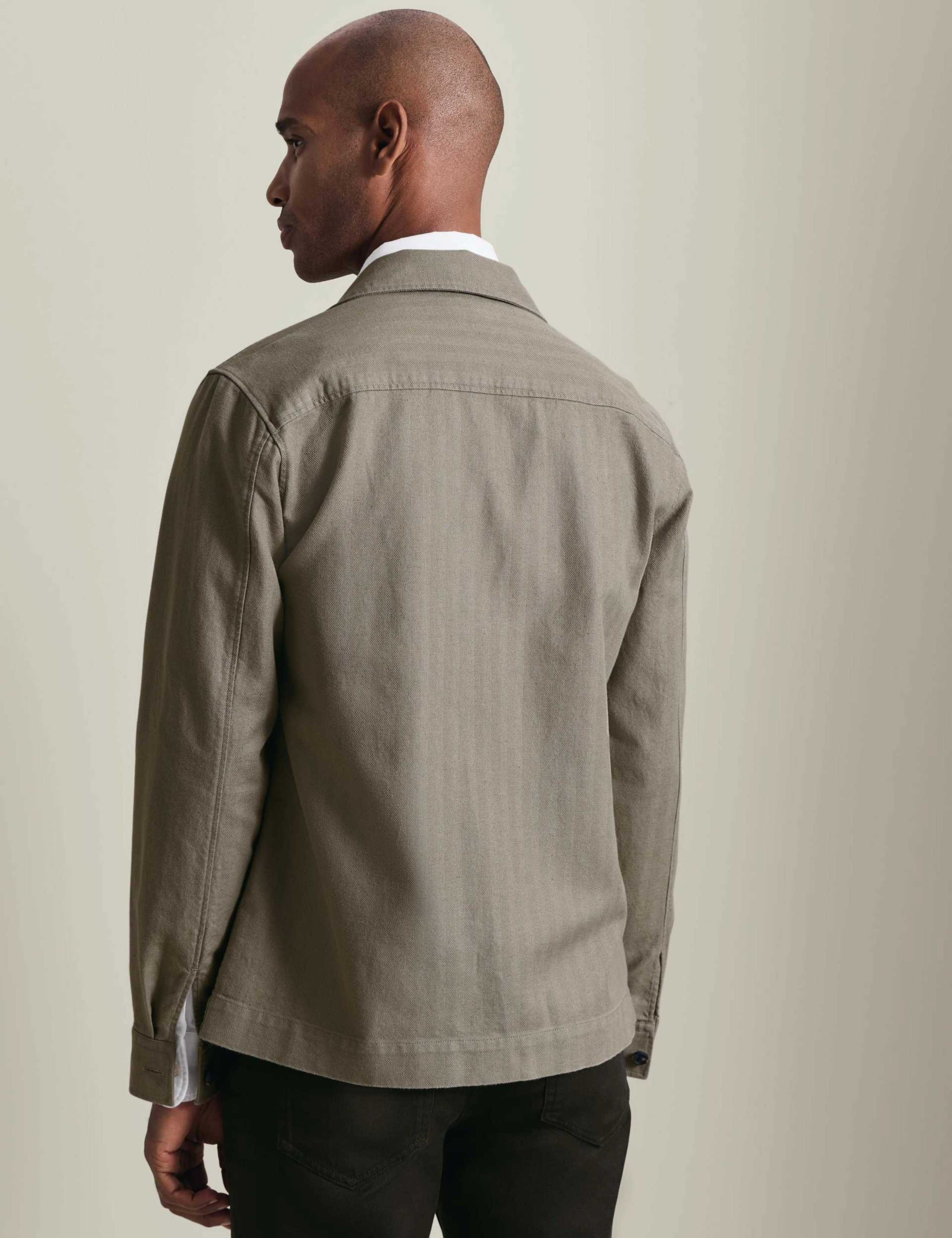 Cotton Linen Blend Herringbone Overshirt 3 of 7