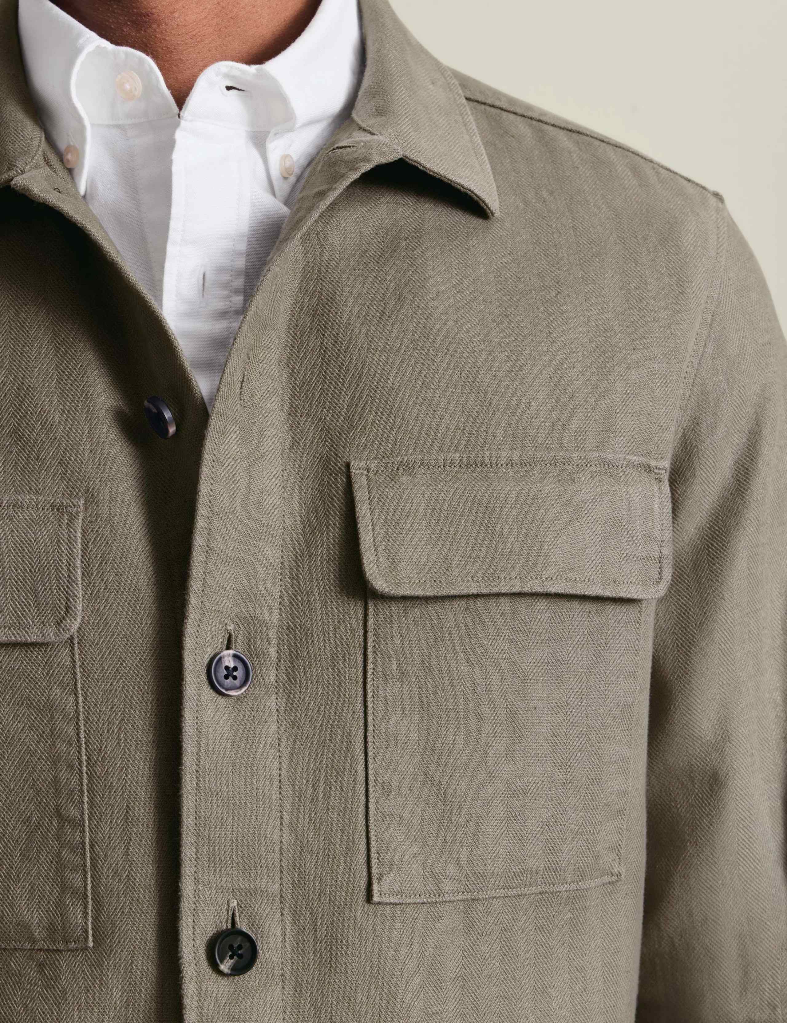 Cotton Linen Blend Herringbone Overshirt 5 of 7