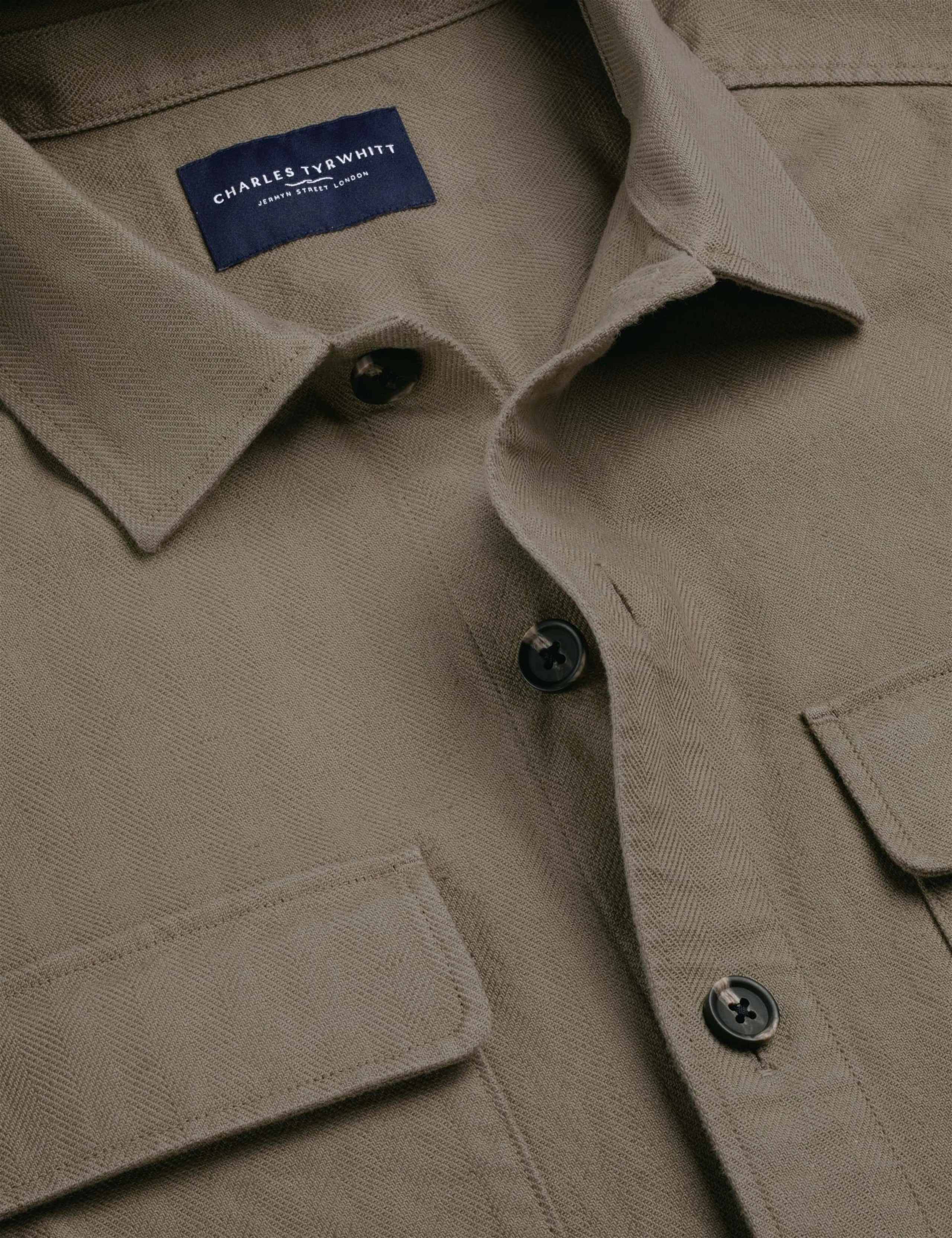 Cotton Linen Blend Herringbone Overshirt 6 of 7