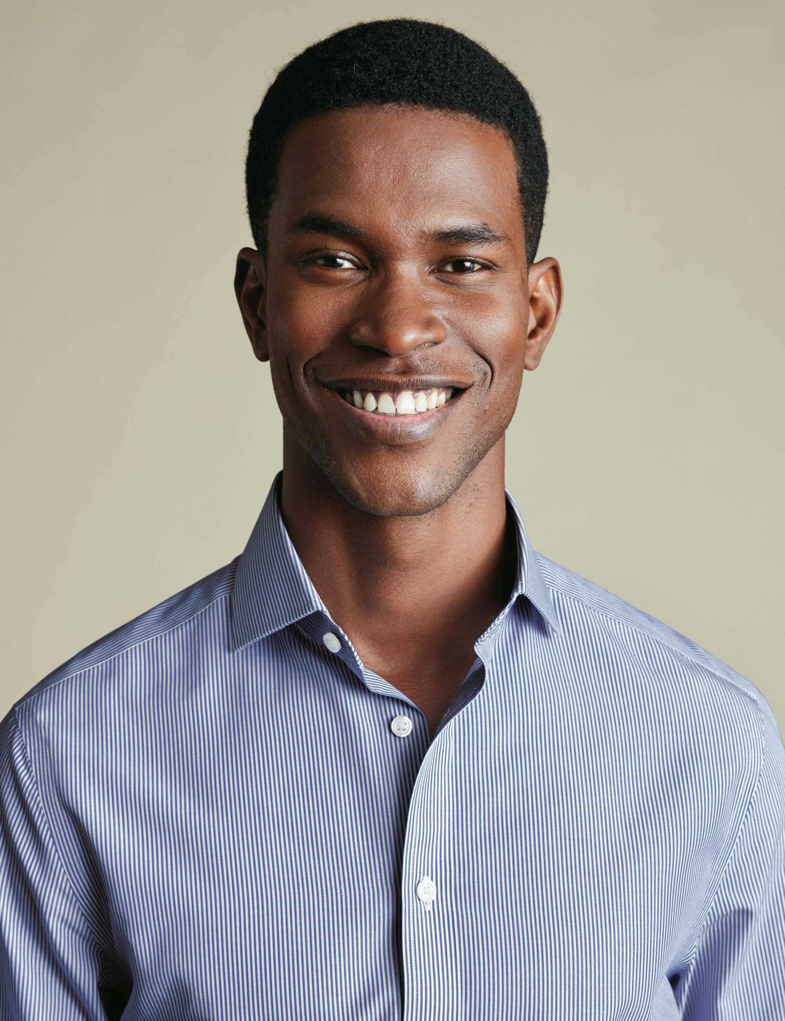 Tailored Fit Non Iron Pure Cotton Striped Shirt 3 of 7