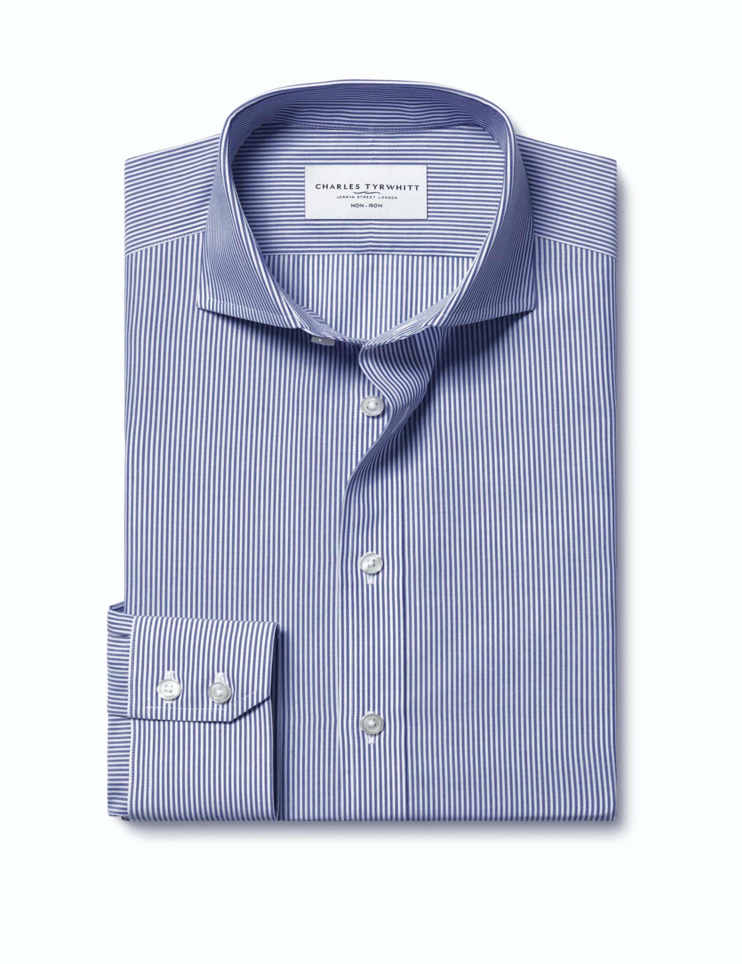 Tailored Fit Non Iron Pure Cotton Striped Shirt 5 of 7