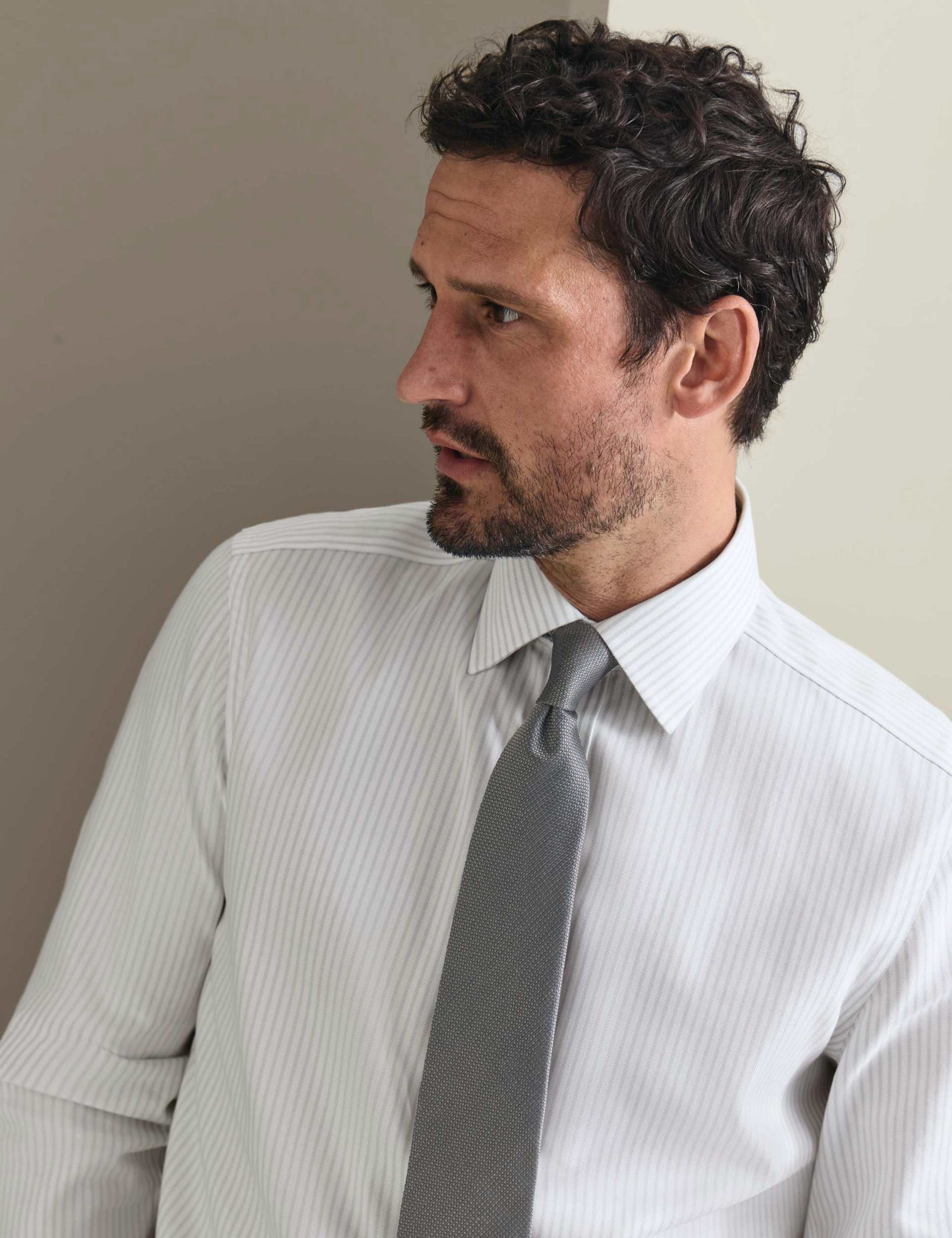 Slim Fit Non Iron Striped Oxford Shirt 2 of 7