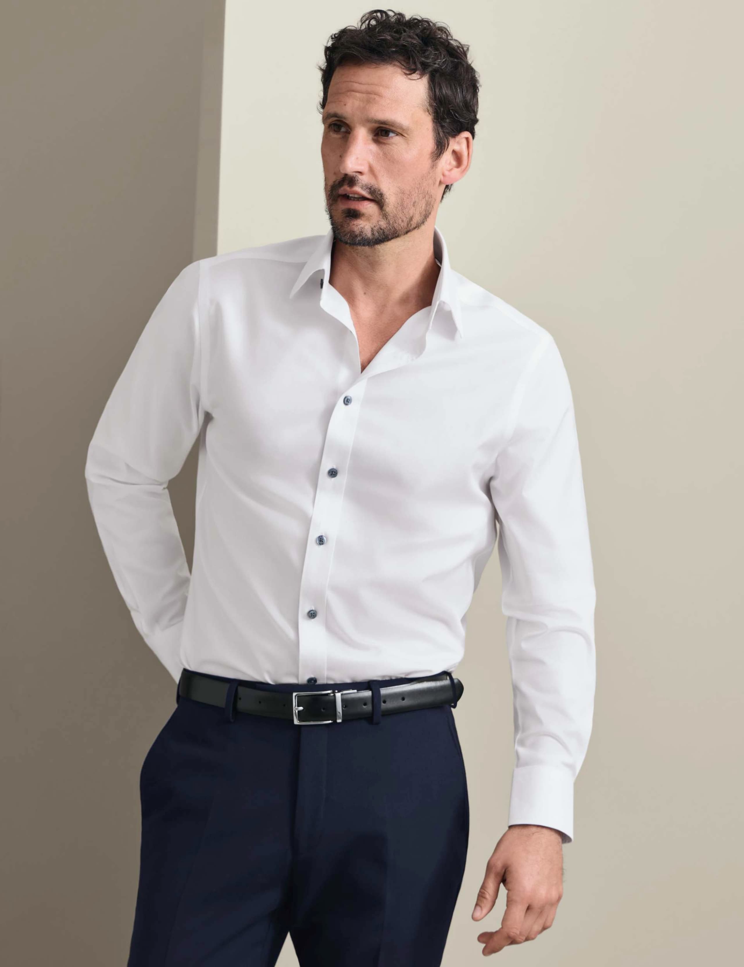 Slim Fit Non Iron Pure Cotton Twill Shirt 1 of 7