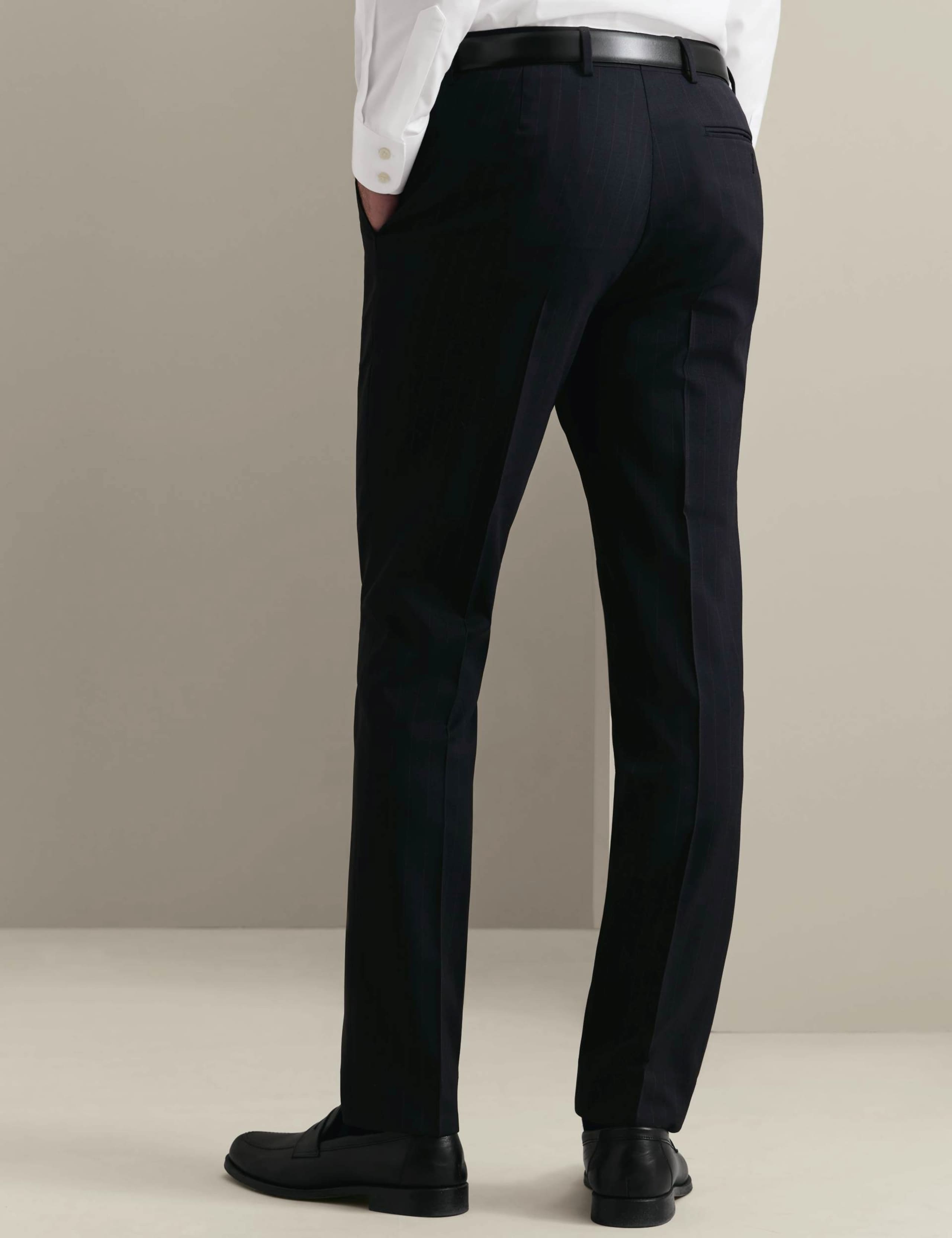 Slim Fit Wool Rich Striped Stretch Suit Trousers 3 of 5