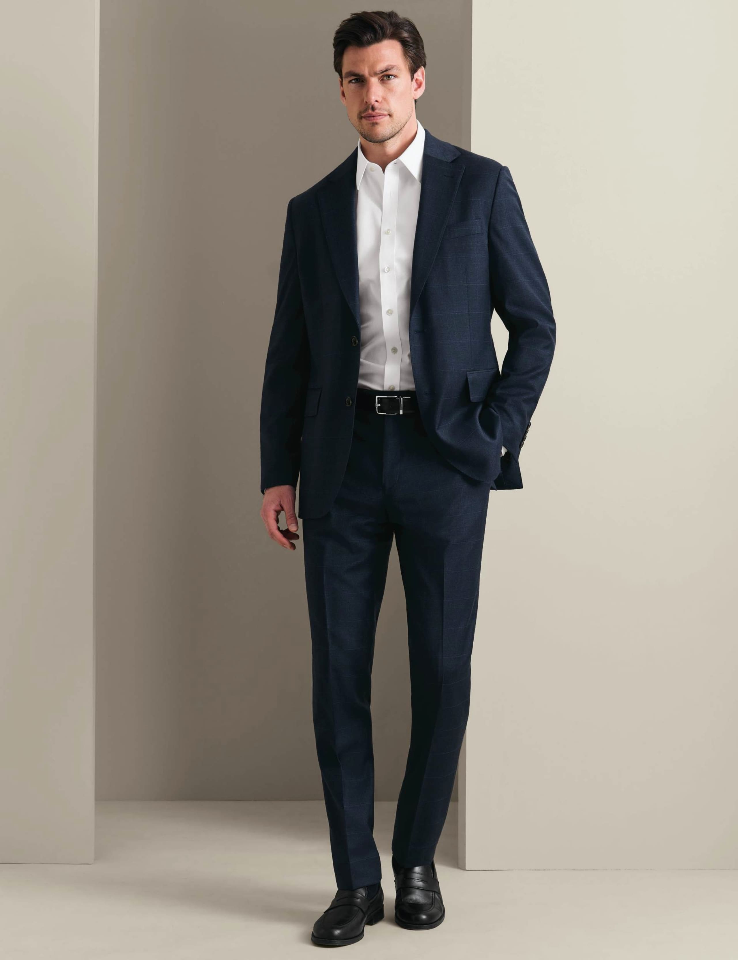 Slim Fit Wool Rich Check Stretch Suit Trousers 2 of 5