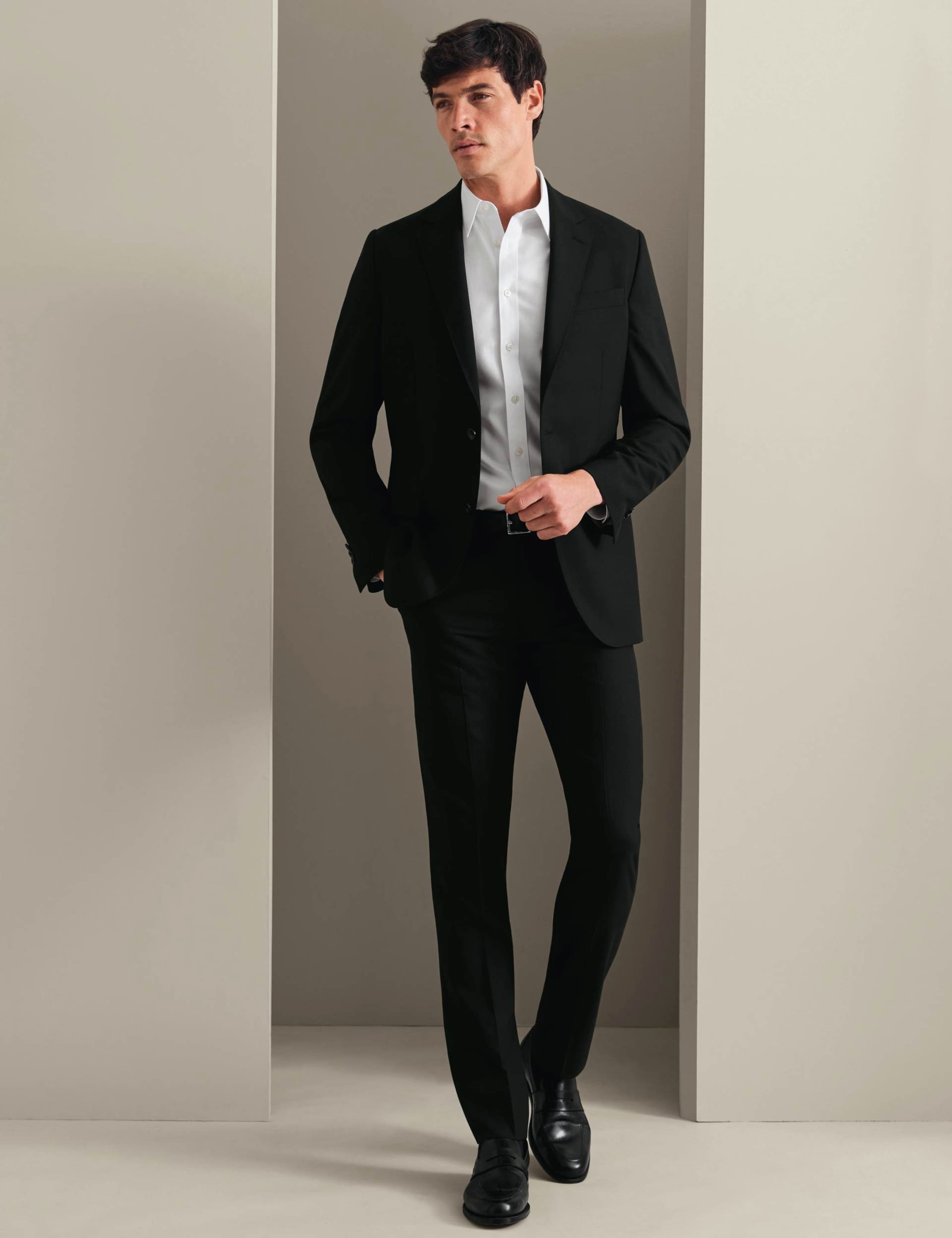 Slim Fit Super 120s Wool Sharkskin Suit Trousers 2 of 5