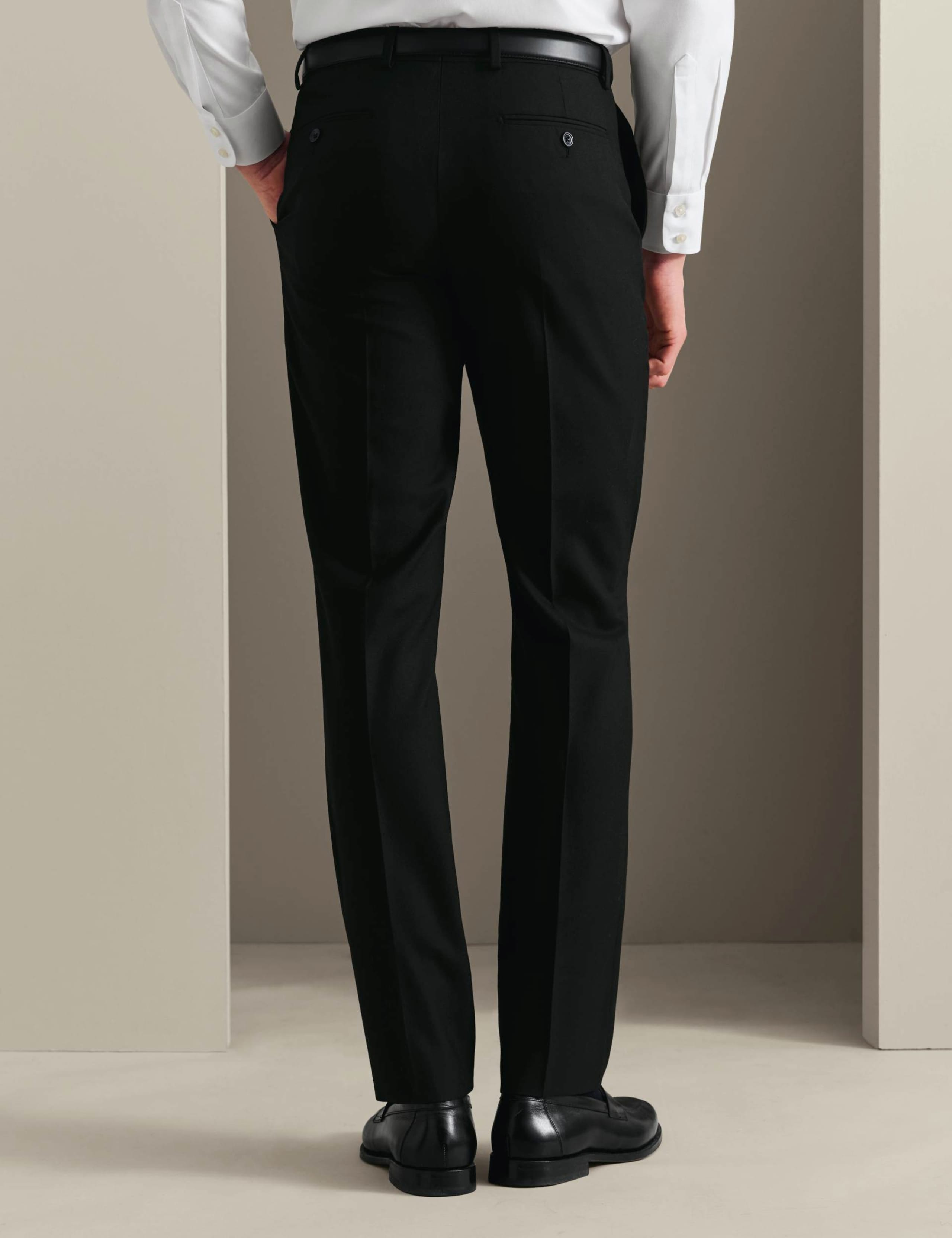 Slim Fit Super 120s Wool Sharkskin Suit Trousers 3 of 5