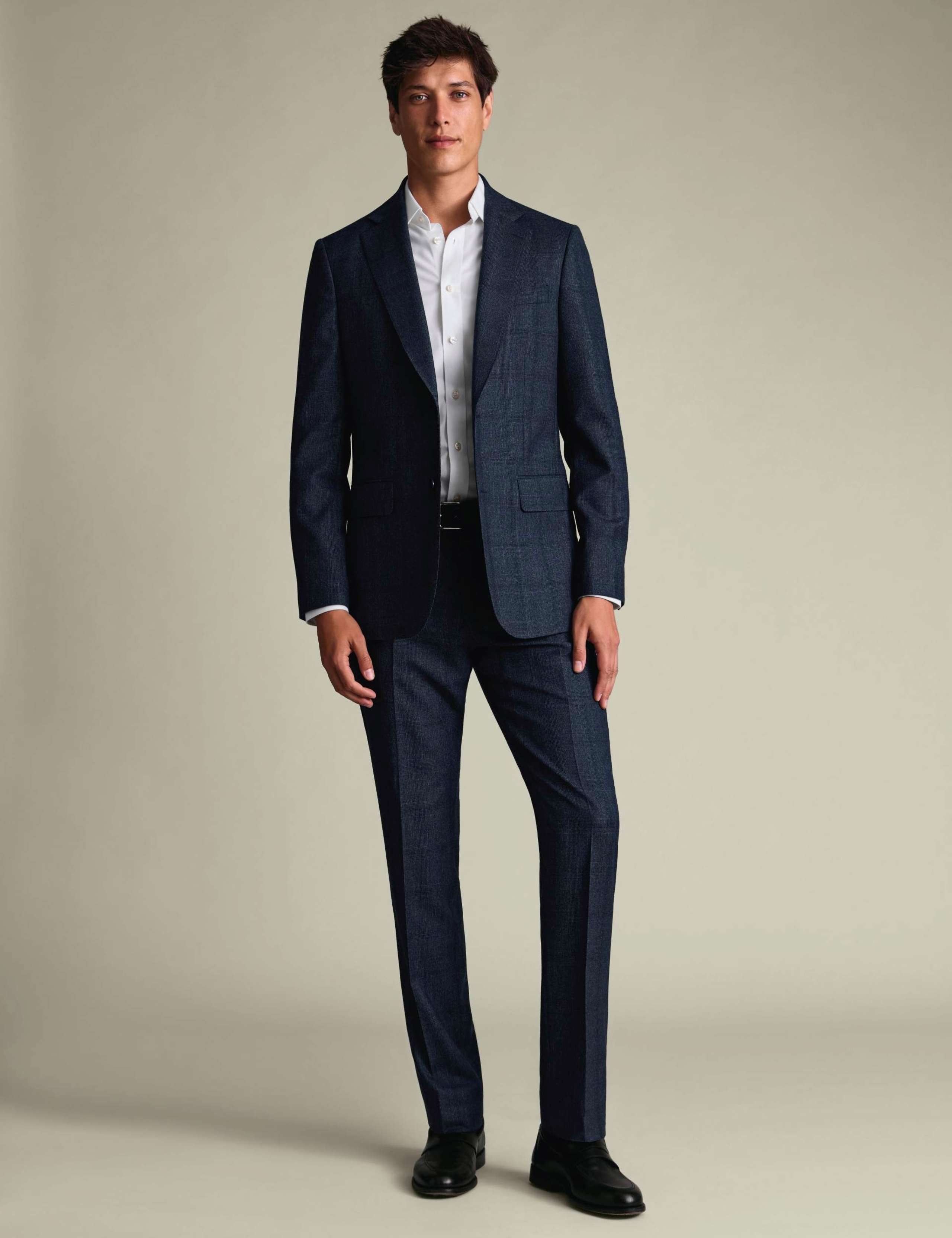 Slim Fit Super 120s Wool Checked Suit Trousers 2 of 4