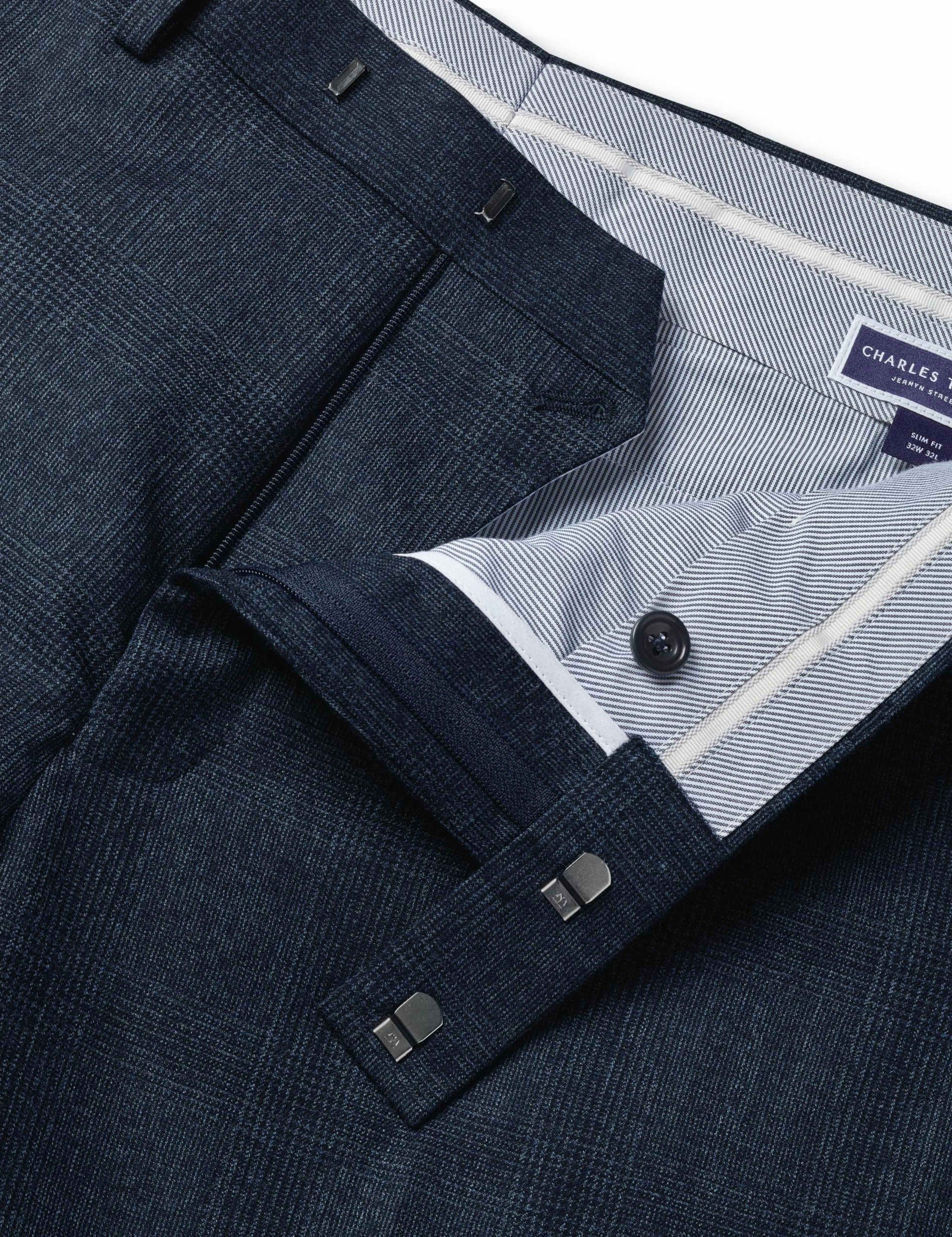 Slim Fit Super 120s Wool Checked Suit Trousers 4 of 4