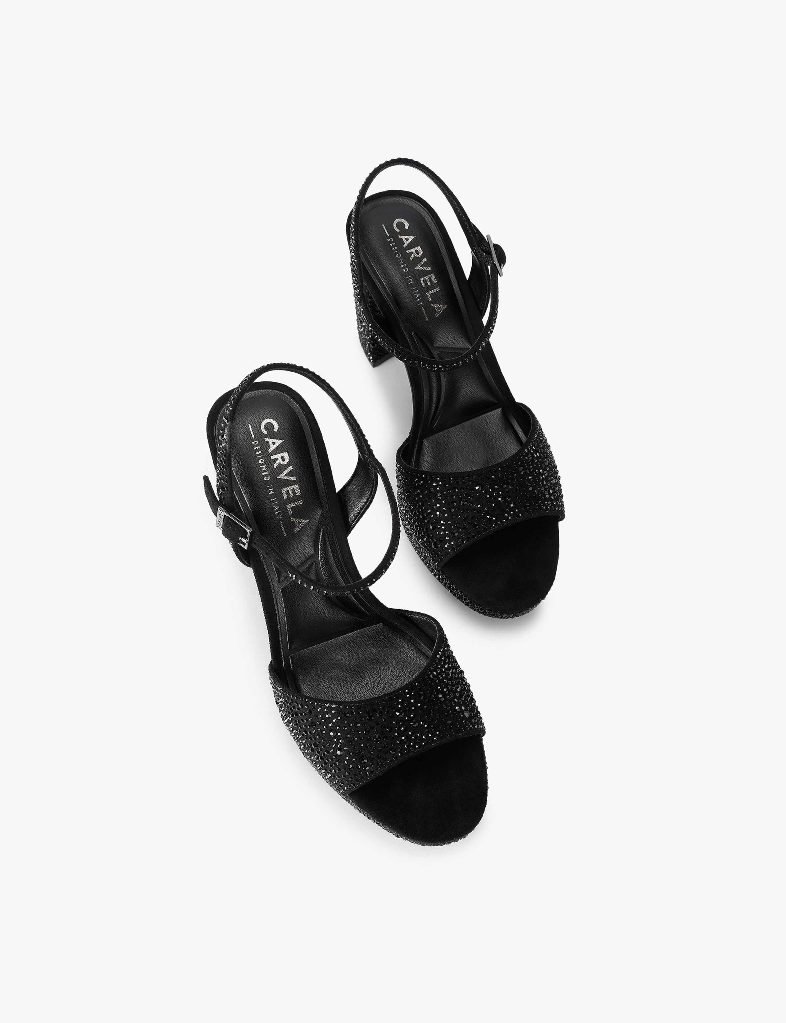 Embellished Platform Block Heel Open Toe Shoes 2 of 4