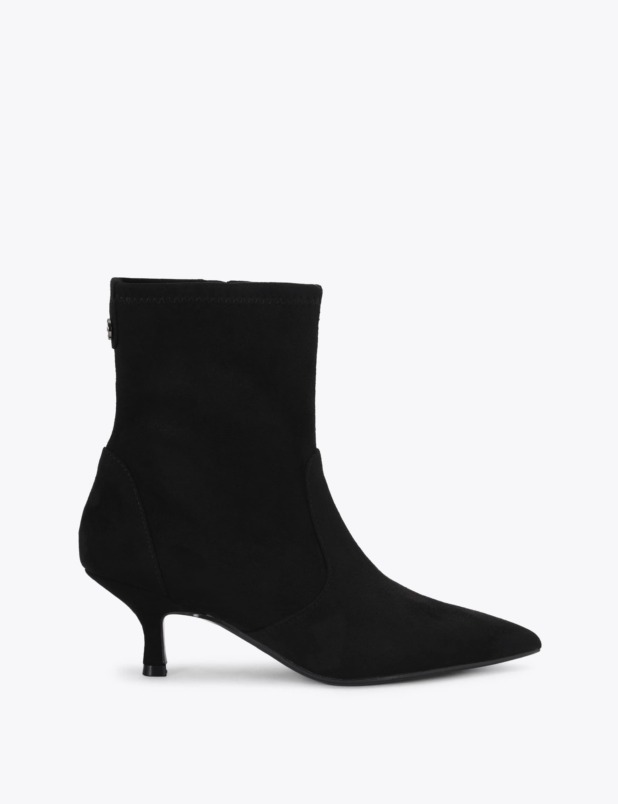 Suede Pointed Kitten Heel Ankle Boots 1 of 4