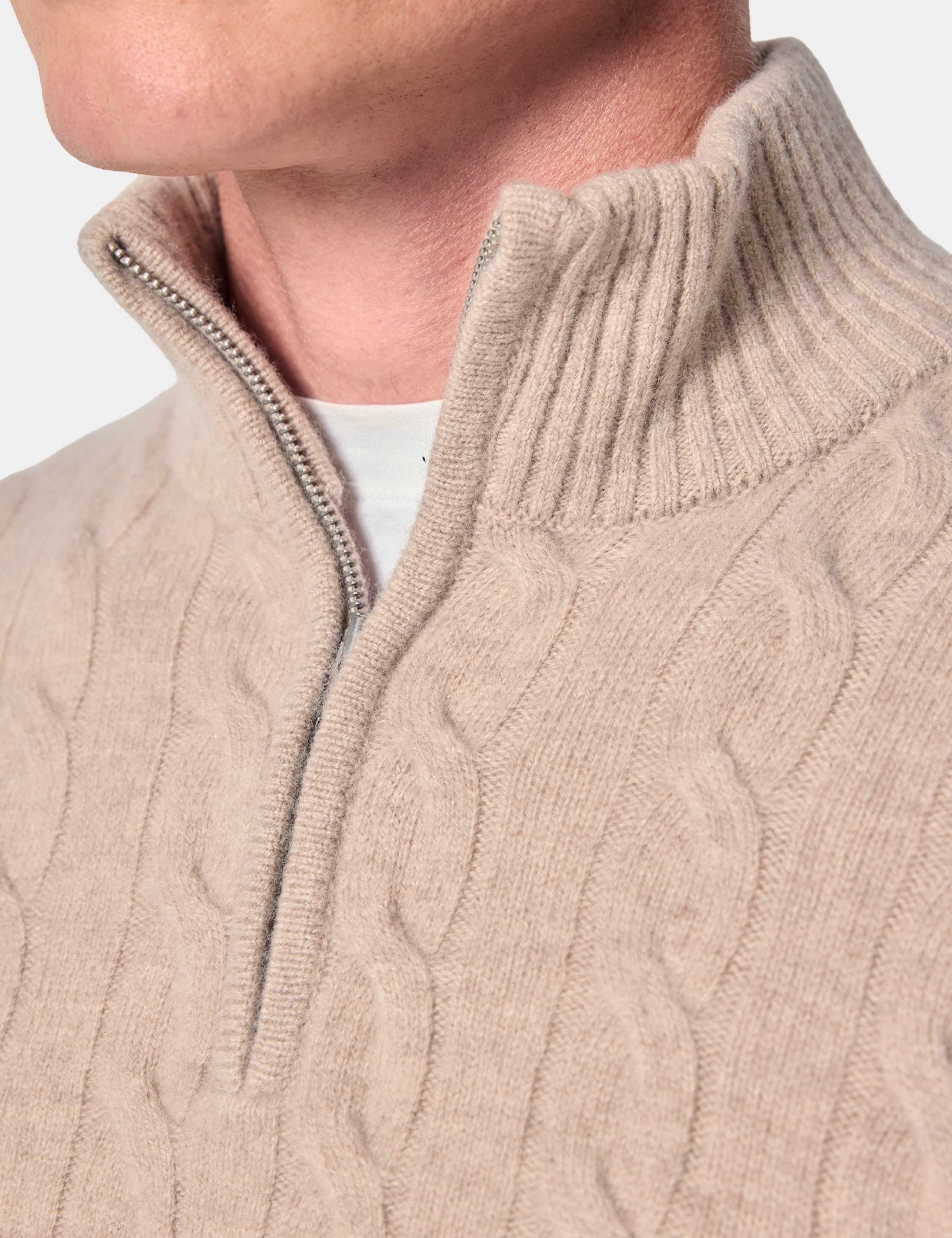 Pure Wool Cable Knit Half Zip Jumper 3 of 4