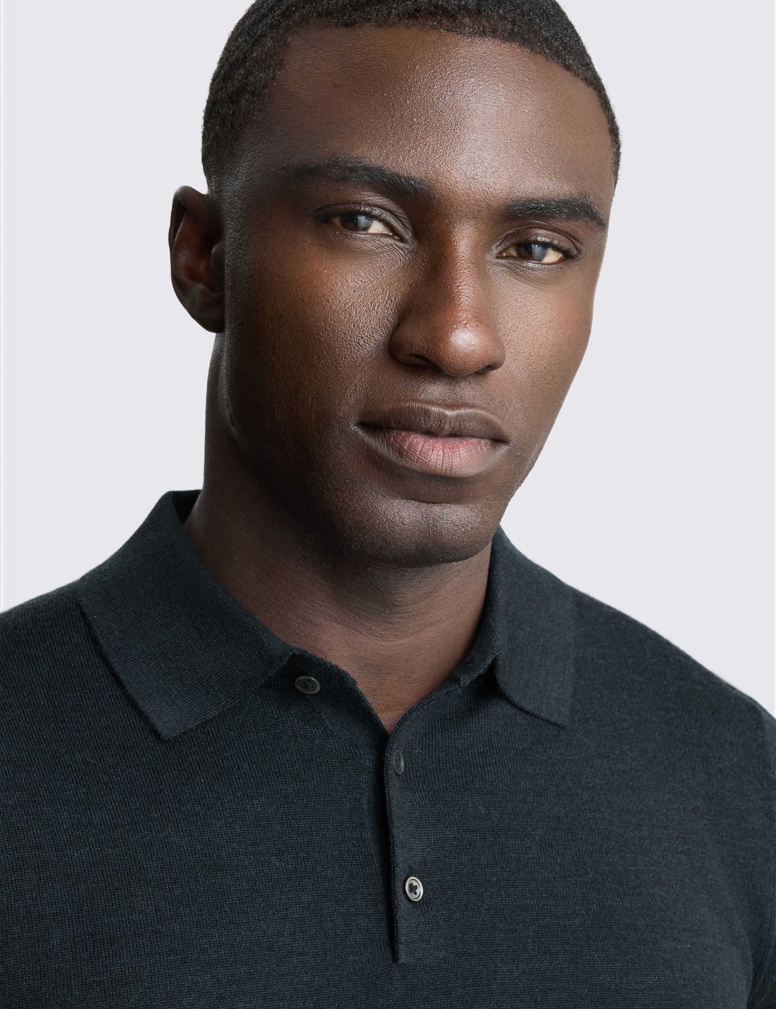 Merino Wool Rich Knitted Polo Shirt 2 of 3