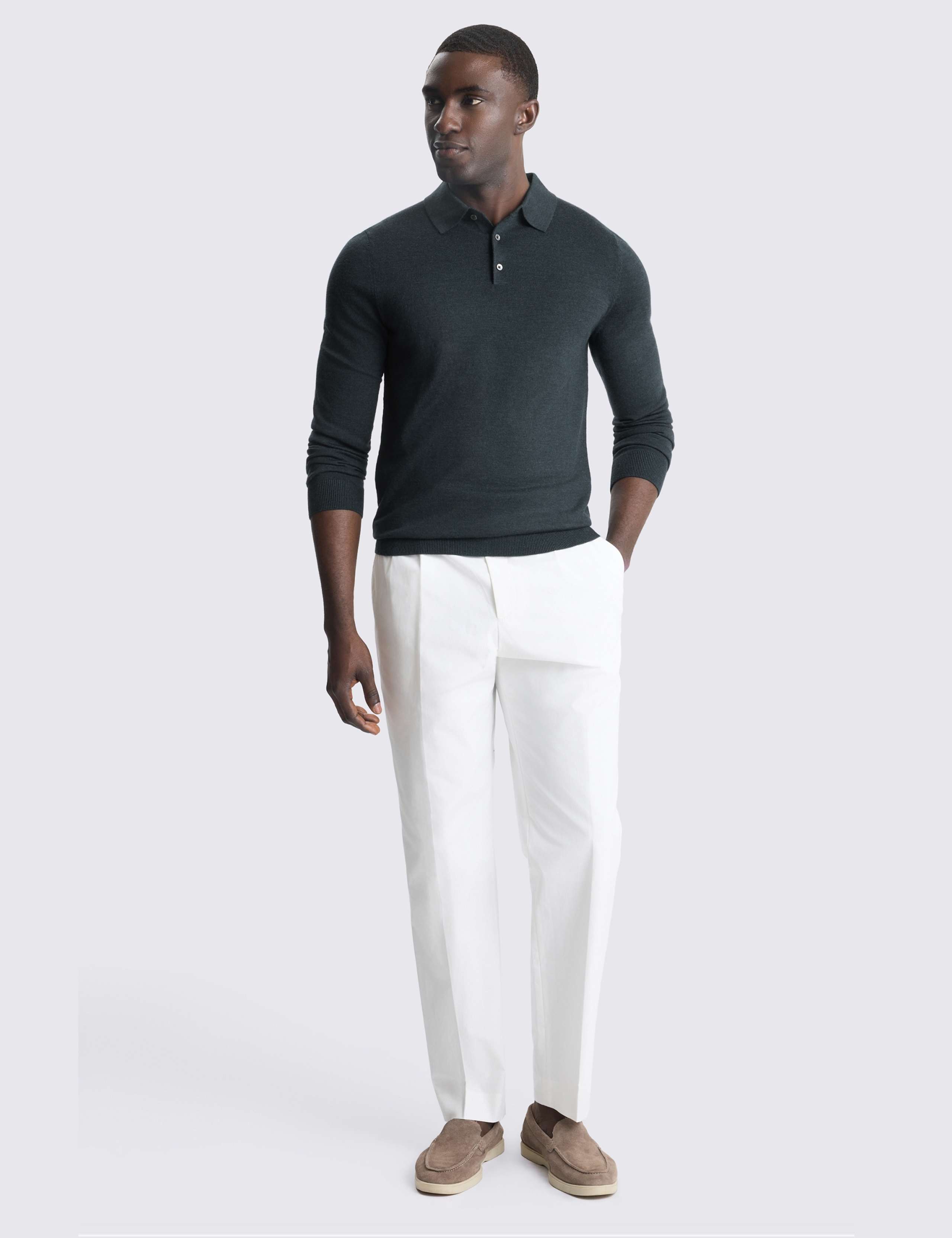 Merino Wool Rich Knitted Polo Shirt 3 of 3