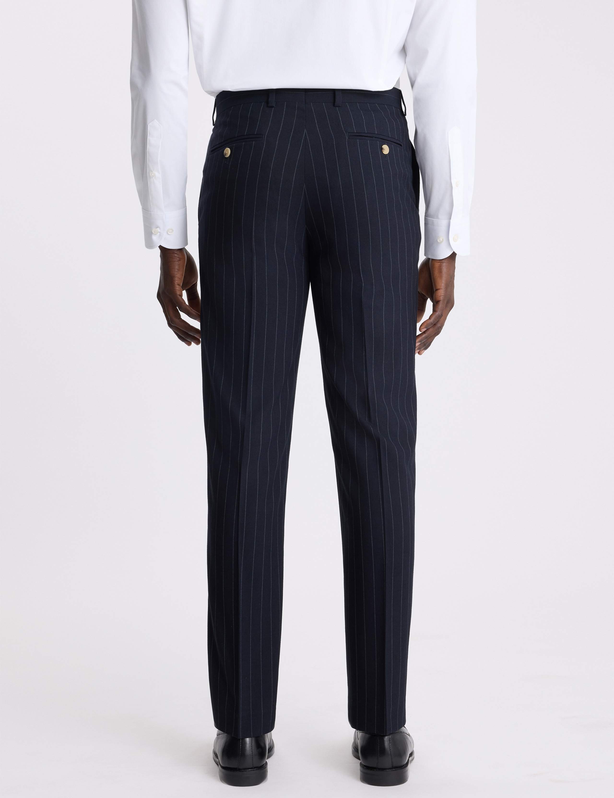 Tailored Fit Striped Stretch Suit Trousers 3 of 3