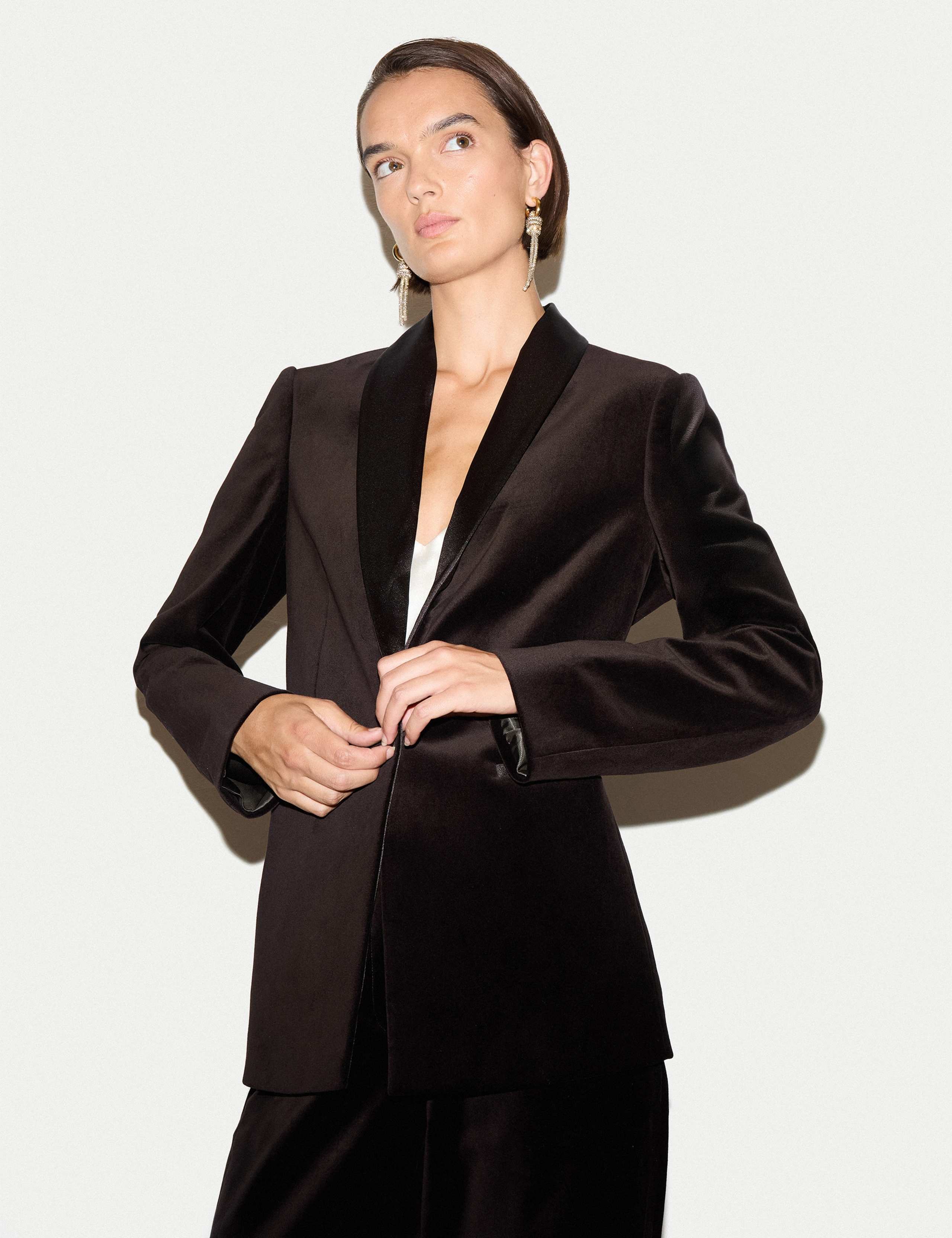 Velvet Tailored Shawl Collar Blazer 3 of 4