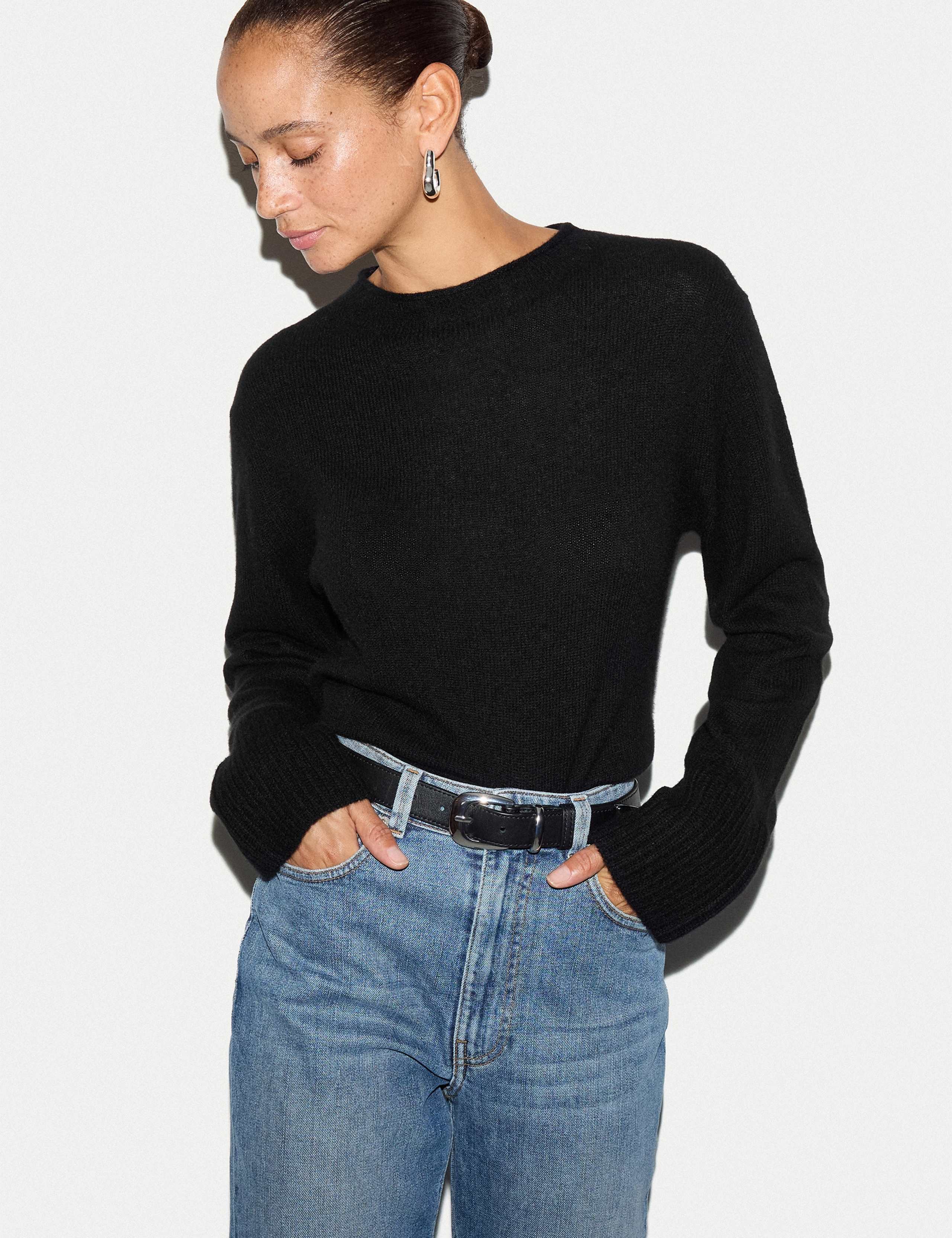 Pure Cashmere Striped Round Neck Jumper 1 of 5