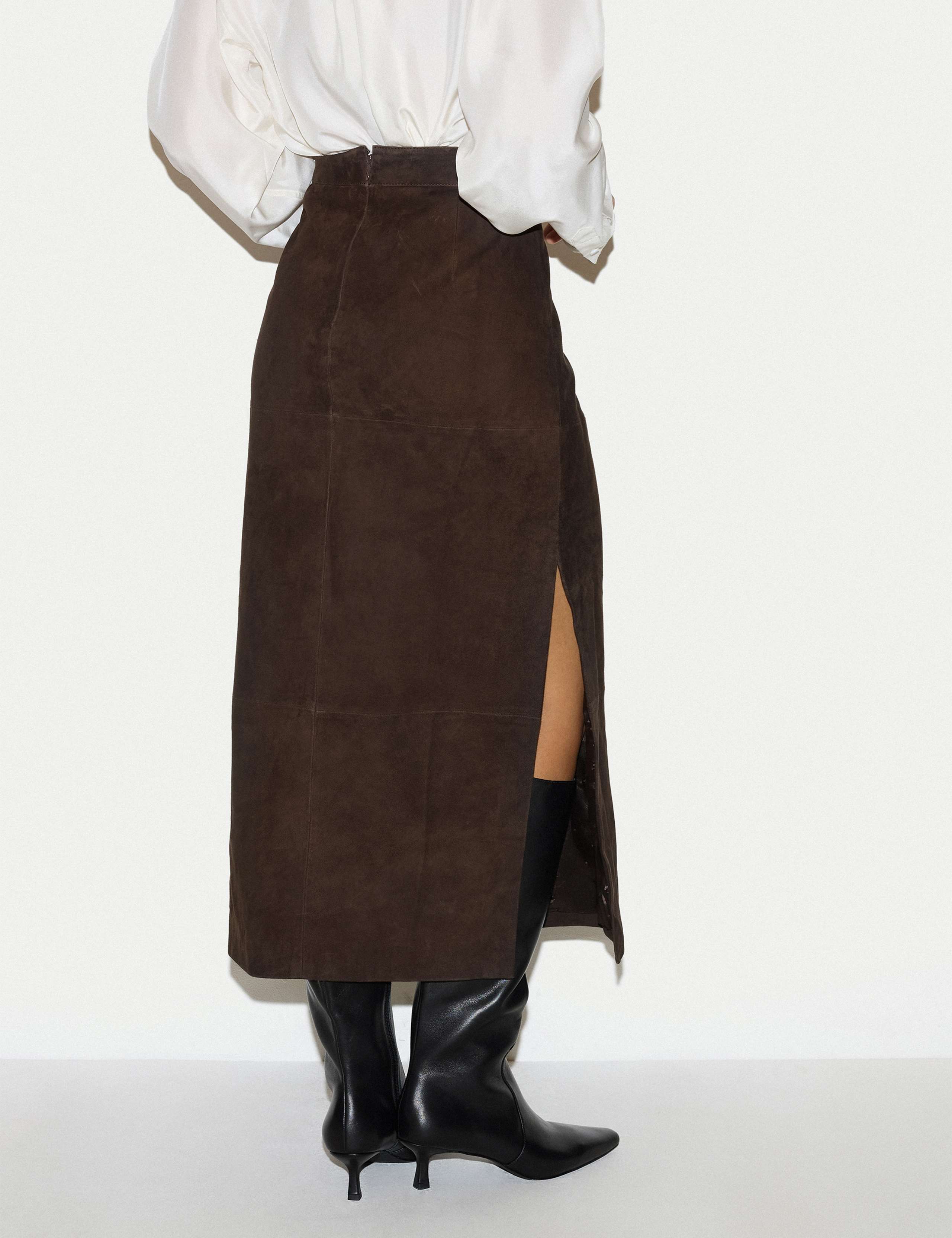 Pure Suede Side Split A Line Maxi Skirt 6 of 6