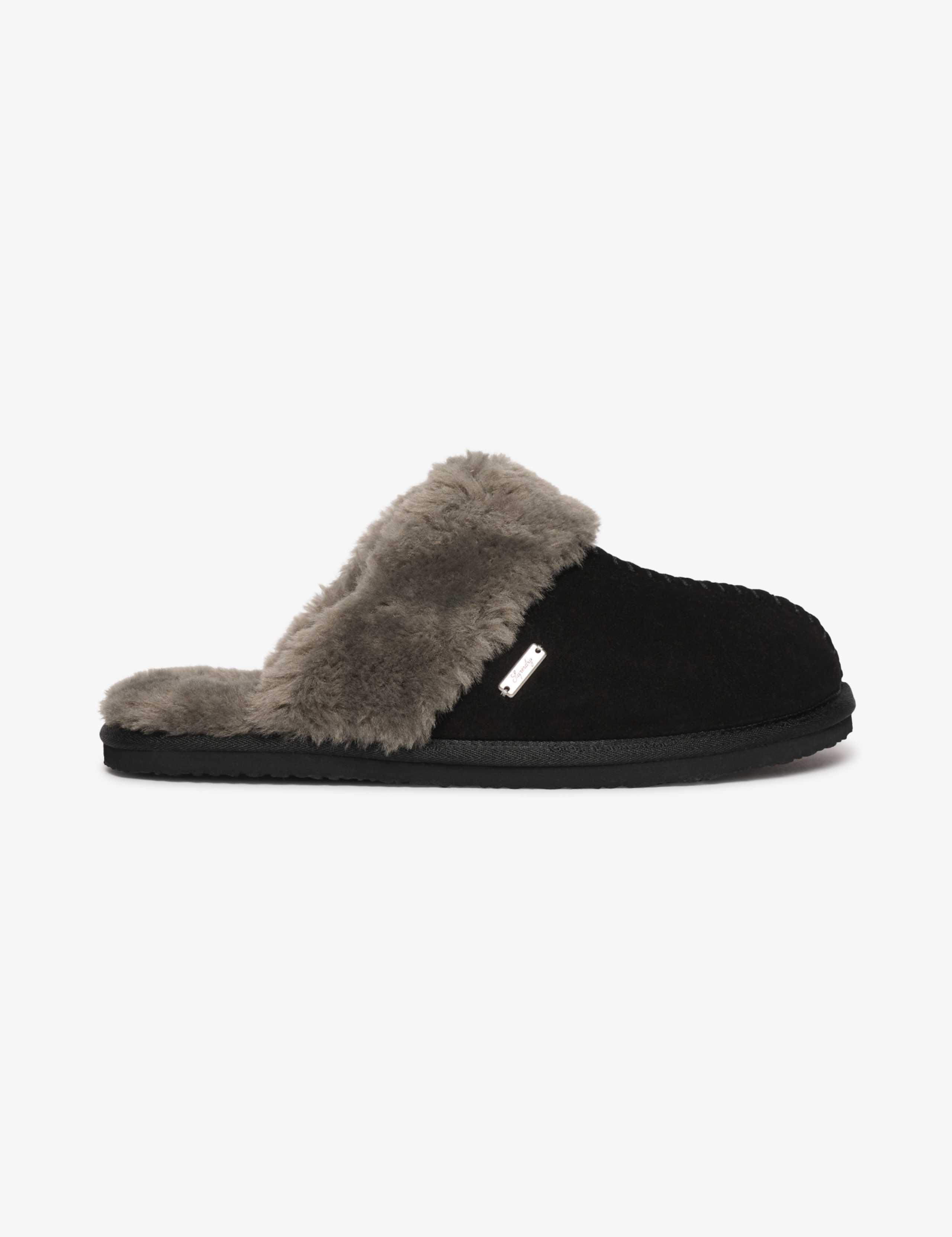 Sheepskin Faux Fur Lined Mule Slippers 2 of 7