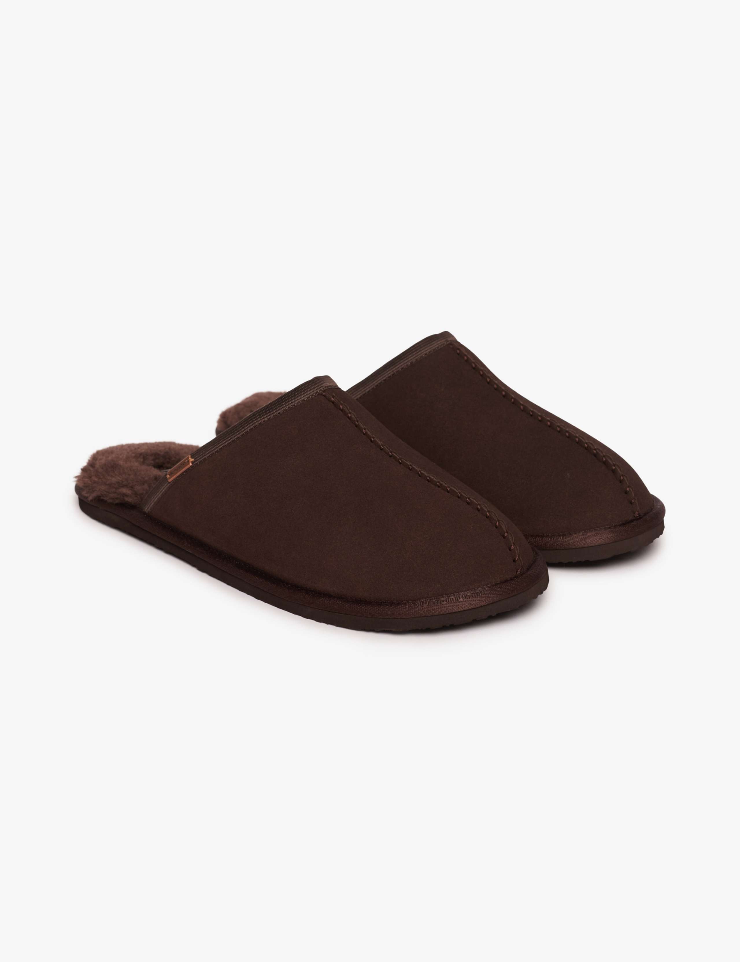 Suede Faux Fur Lined Mule Slippers 3 of 7