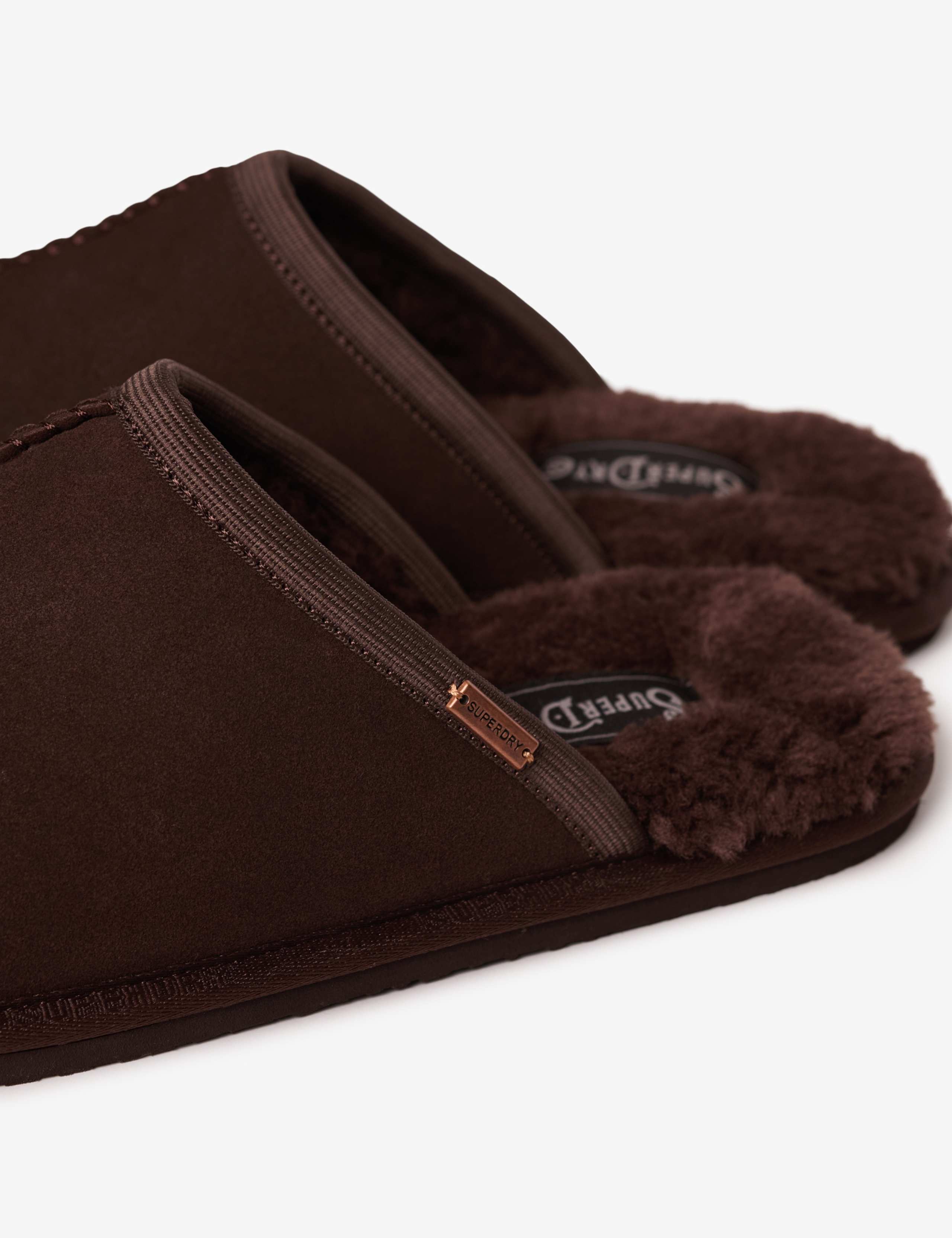 Suede Faux Fur Lined Mule Slippers 6 of 7