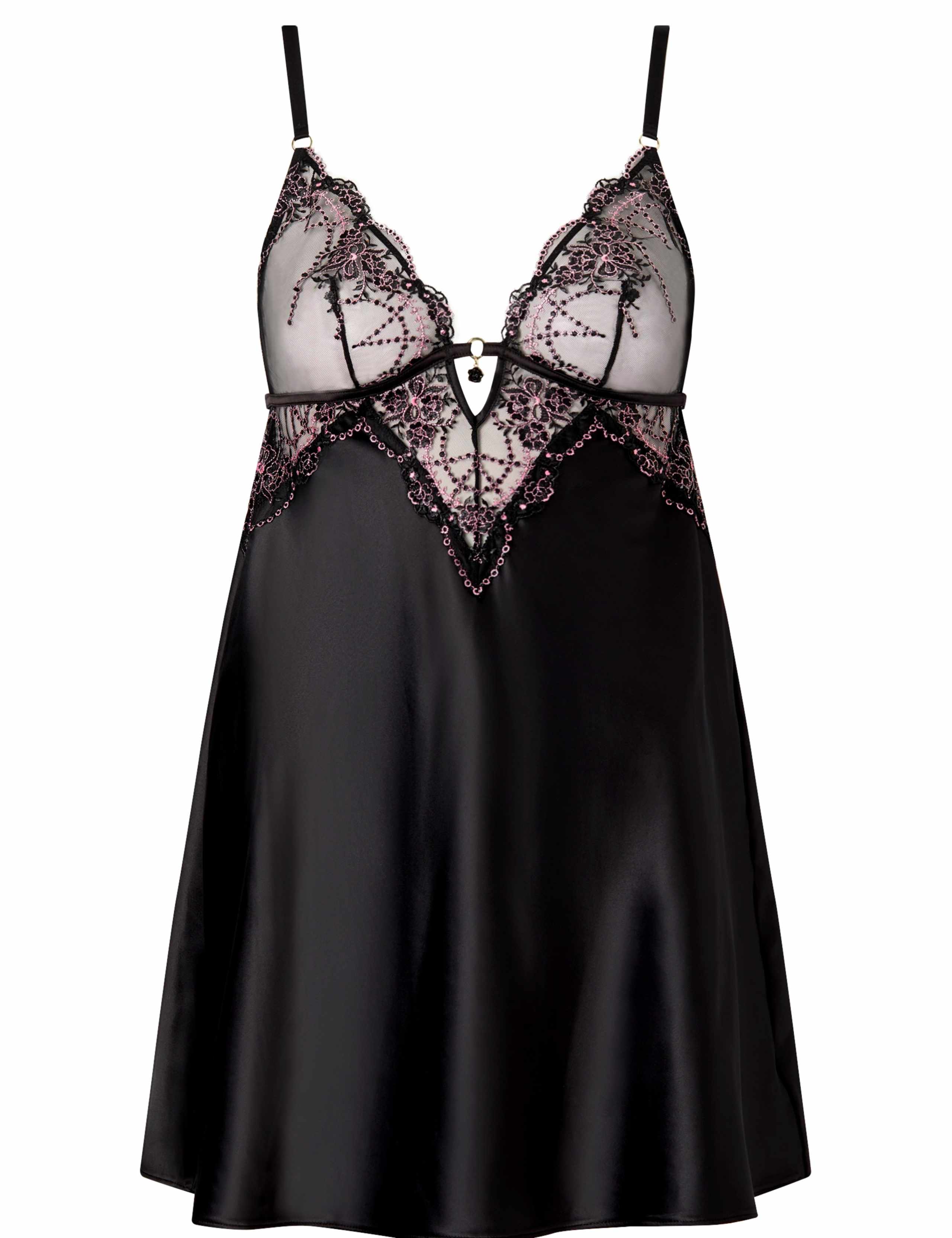 Satin Embroidered Lace Chemise 2 of 4