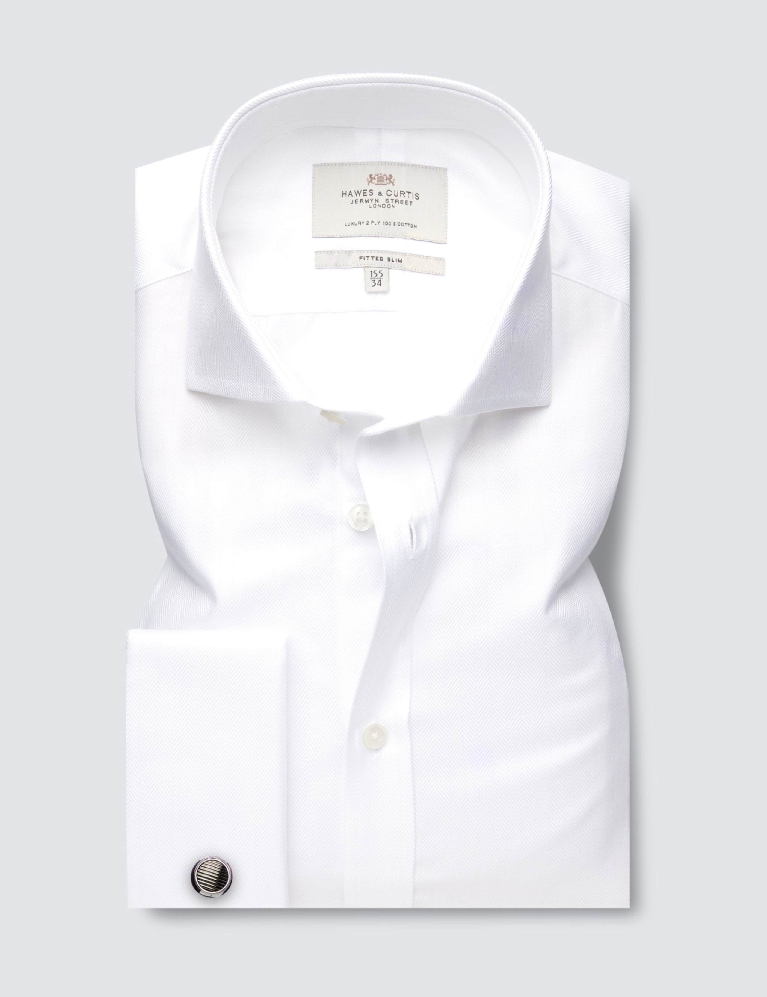 Slim Fit Pure Cotton Herringbone Shirt 1 of 3