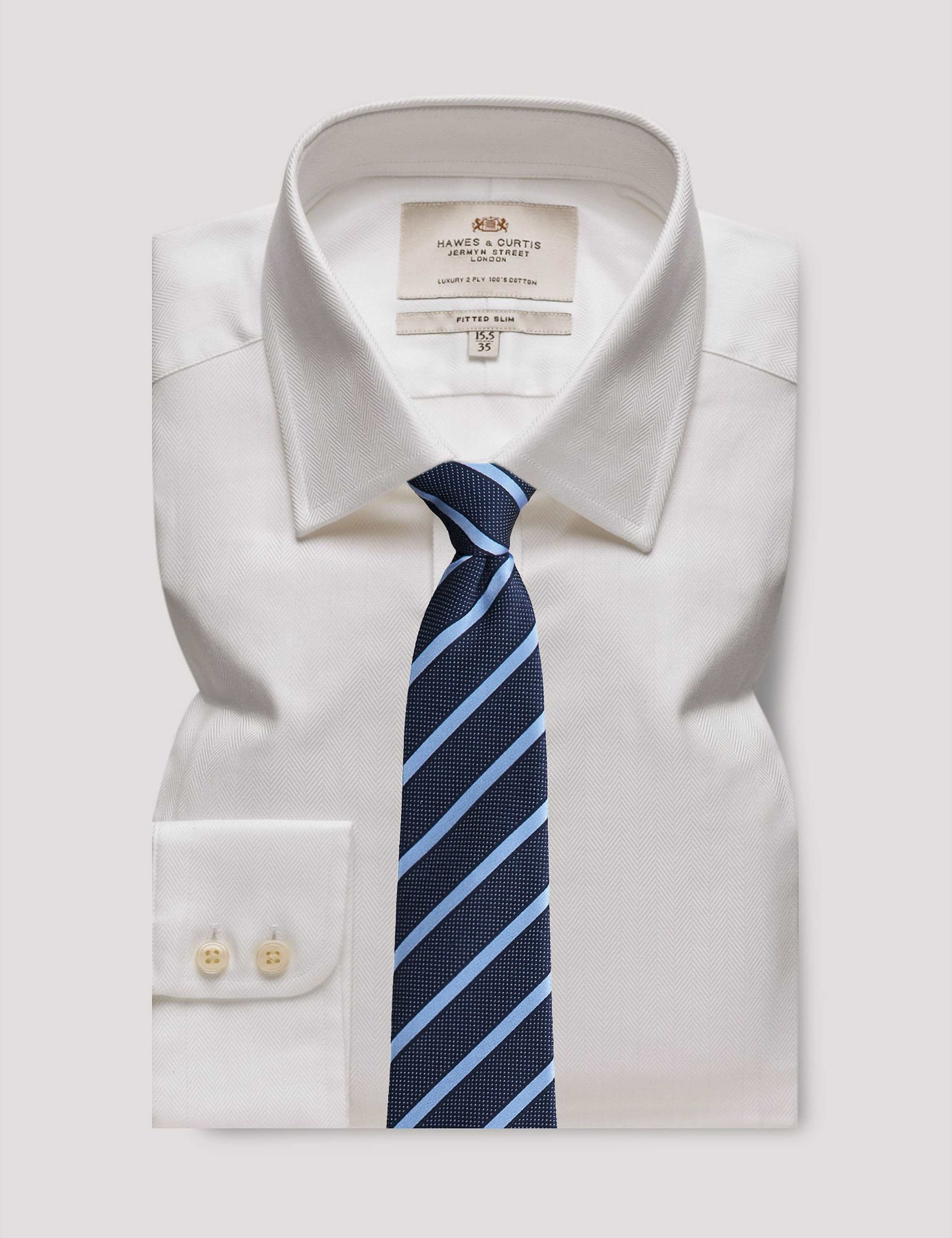 Slim Fit Pure Cotton Herringbone Dress Shirt 2 of 2