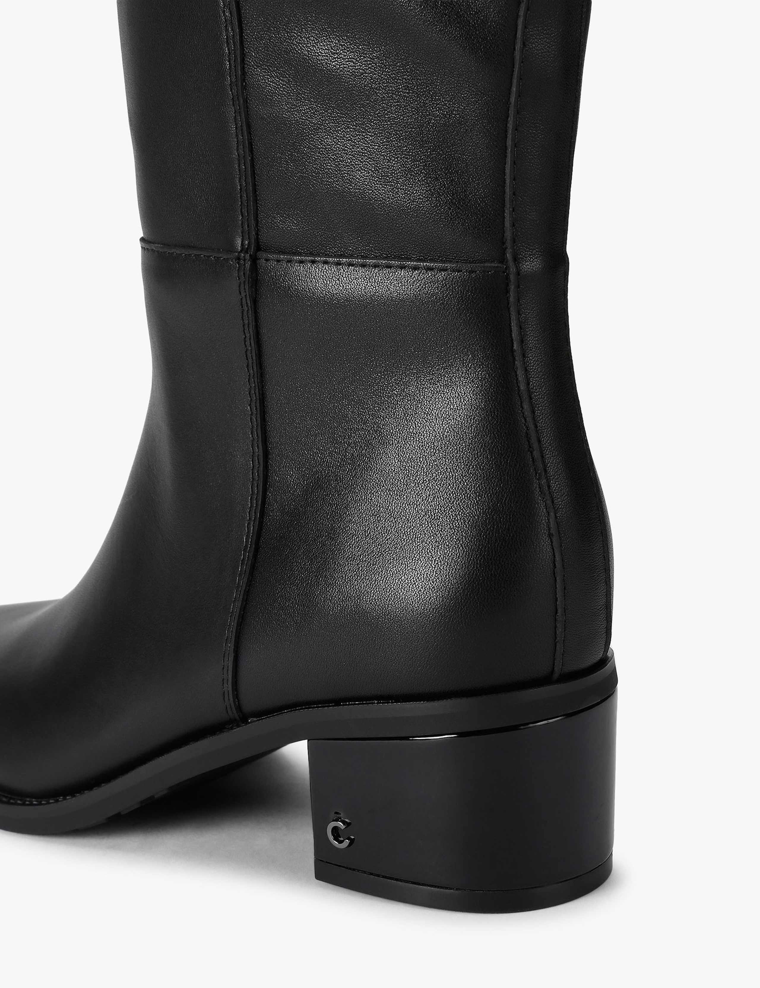 Leather Block Heel Knee High Boots 4 of 4