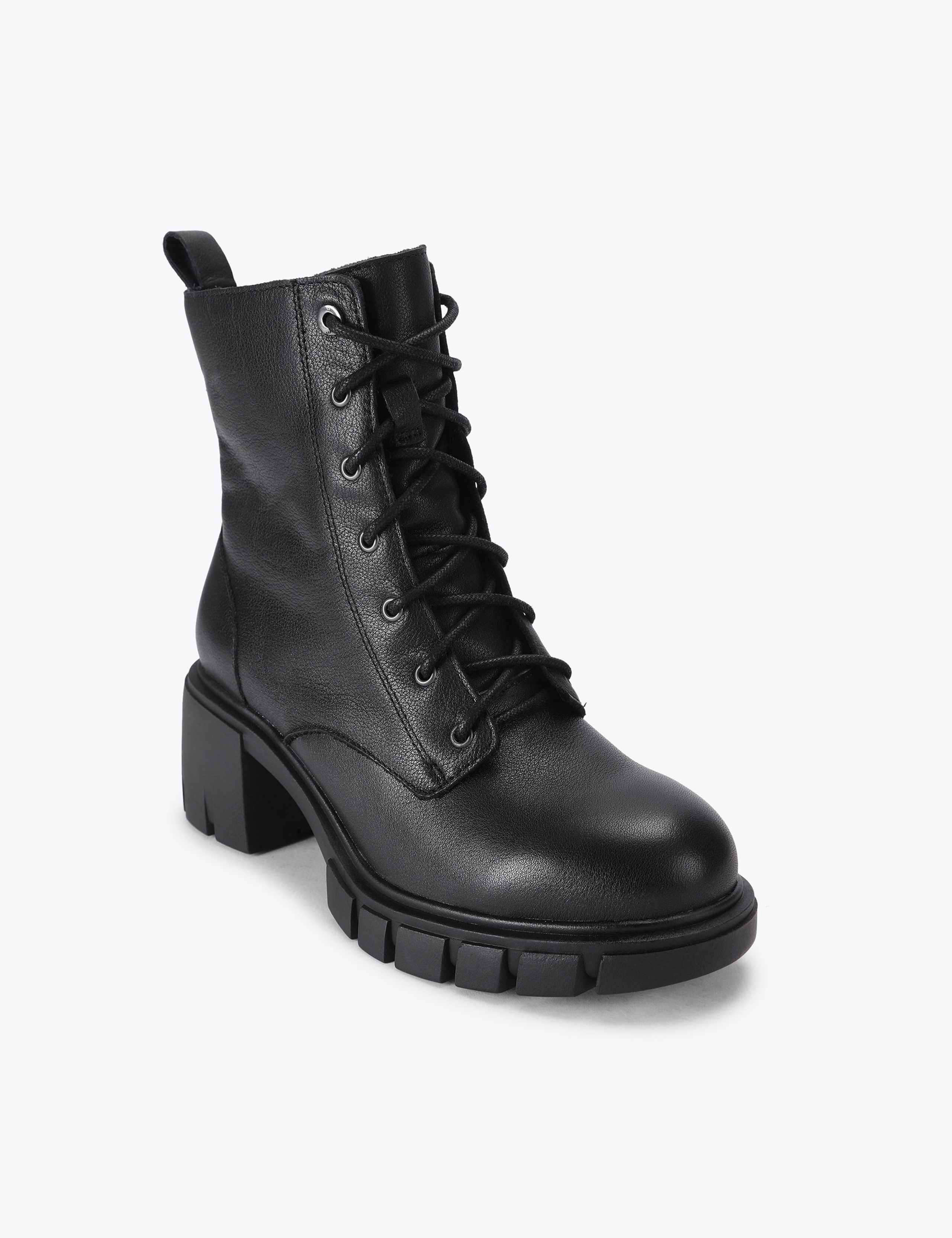 Leather Lace Up Block Heel Ankle Boots 2 of 4
