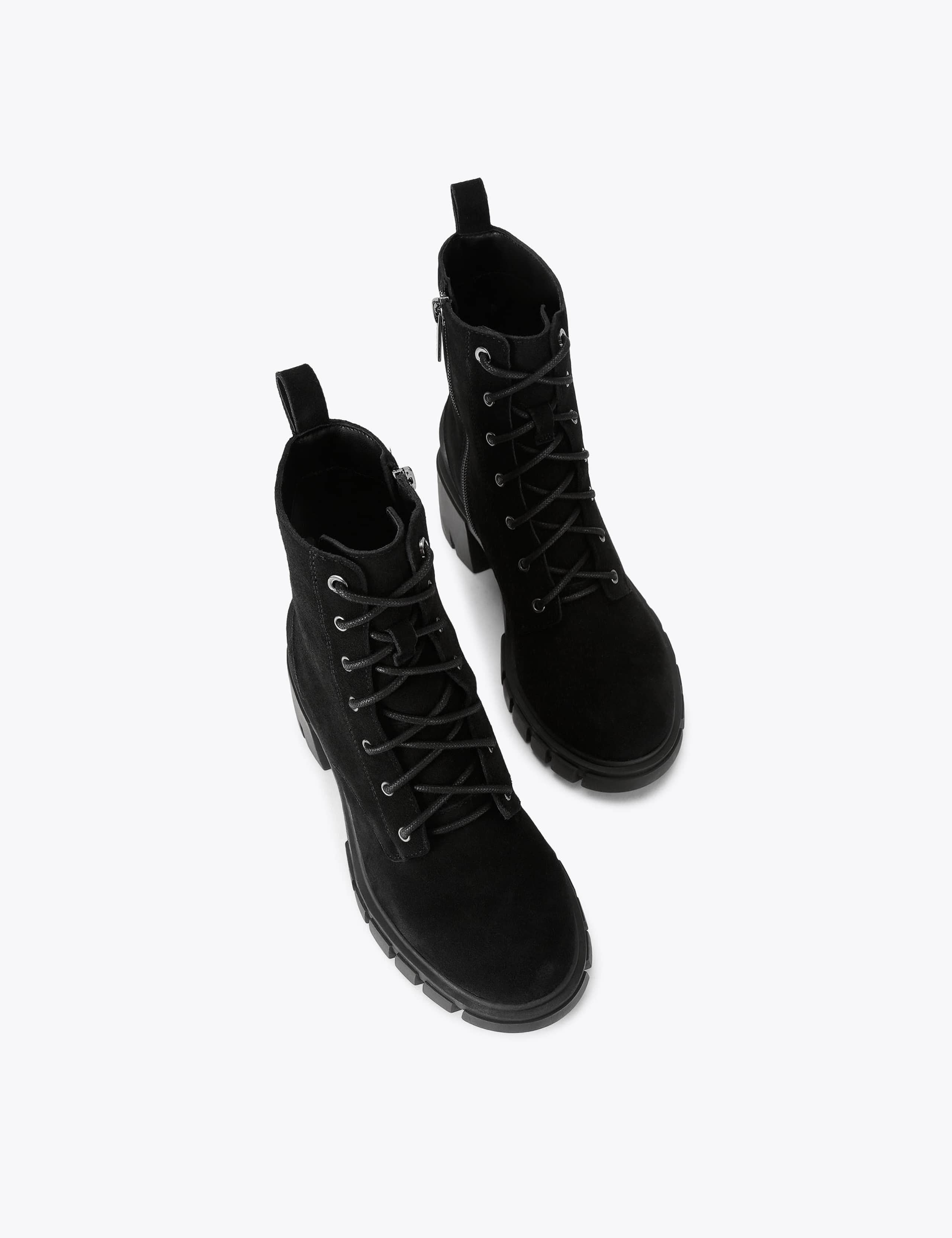 Suede Lace Up Block Heel Ankle Boots 2 of 4